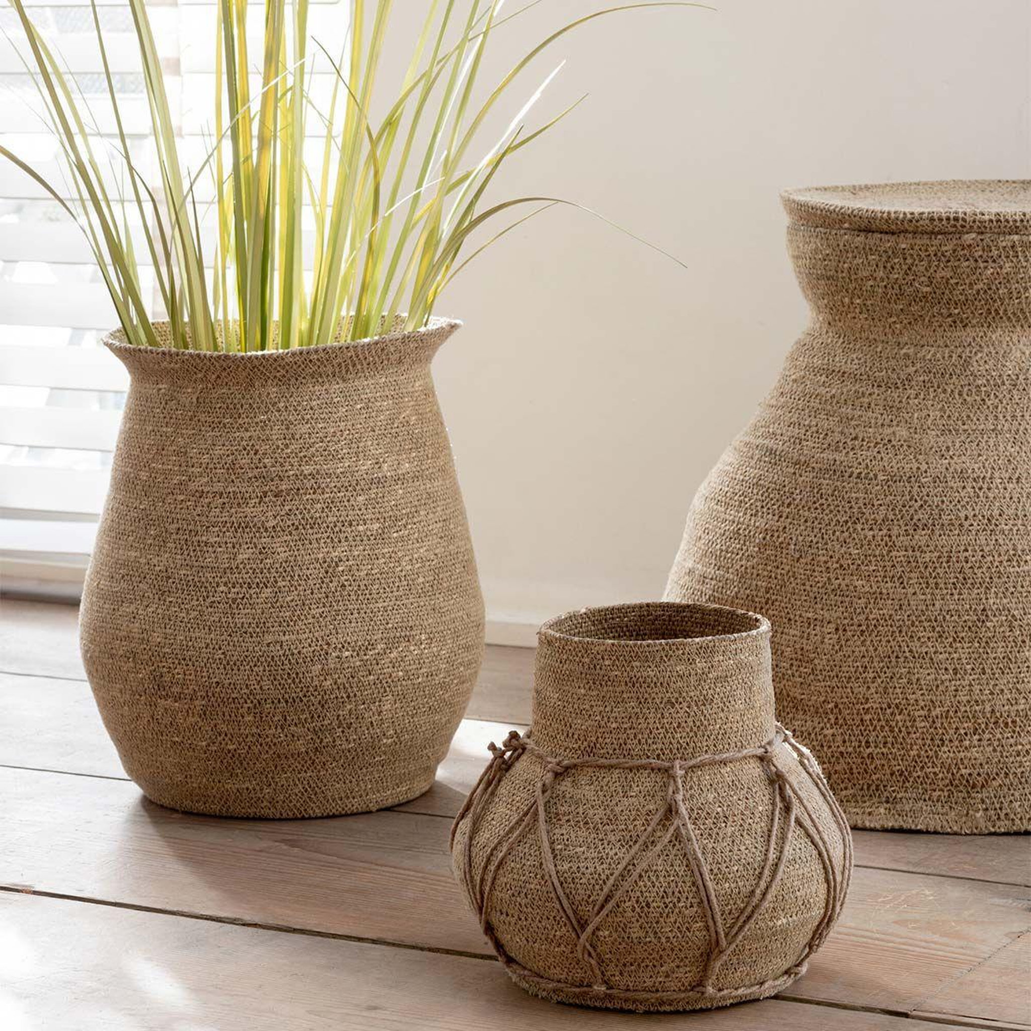 Voir la diapositive 3 : J-LINE Panier déco  herbes marines  50cm naturel