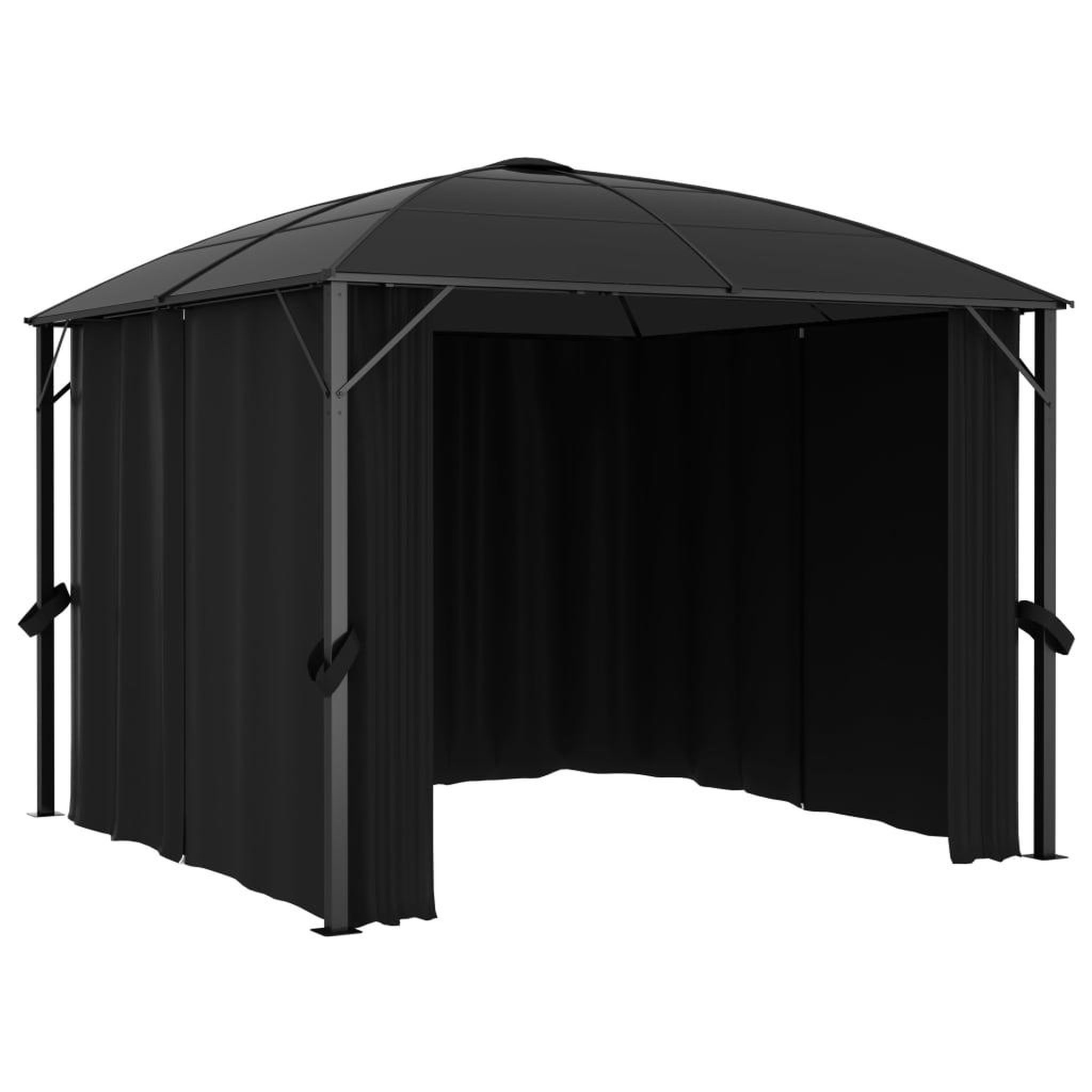 Voir la diapositive 3 : VIDAXL Tonnelle avec rideaux 300x300x265 cm Anthracite
