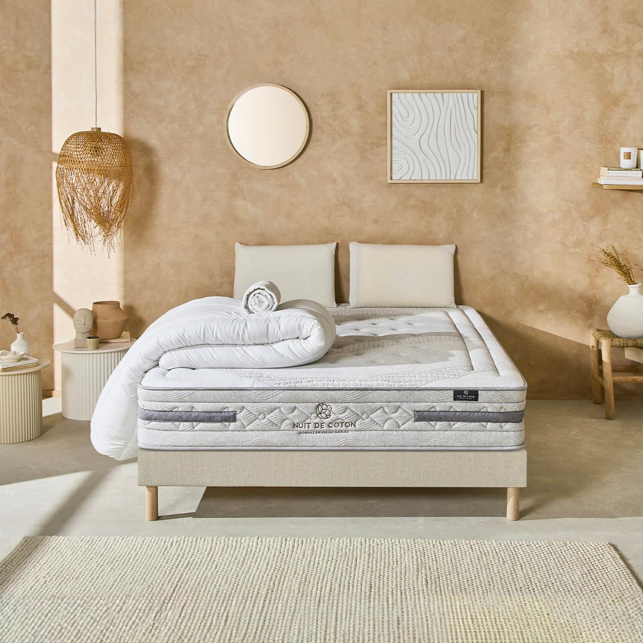 Voir la diapositive 2 : NUIT DE COTON Nuit de coton | pack prêt à dormir serenade | matelas ressorts ensachés + sommier + accessoires