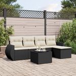 VIDAXL Salon de jardin 6 pcs avec coussins noir resine tressee