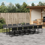 VIDAXL Ensemble a manger de jardin 13 pcs coussins noir resine tressee
