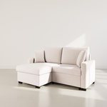 BEST MOBILIER Gisele - canapé d'angle réversible 4 places convertible avec coffre en velours côtelé. Coloris disponibles : Beige