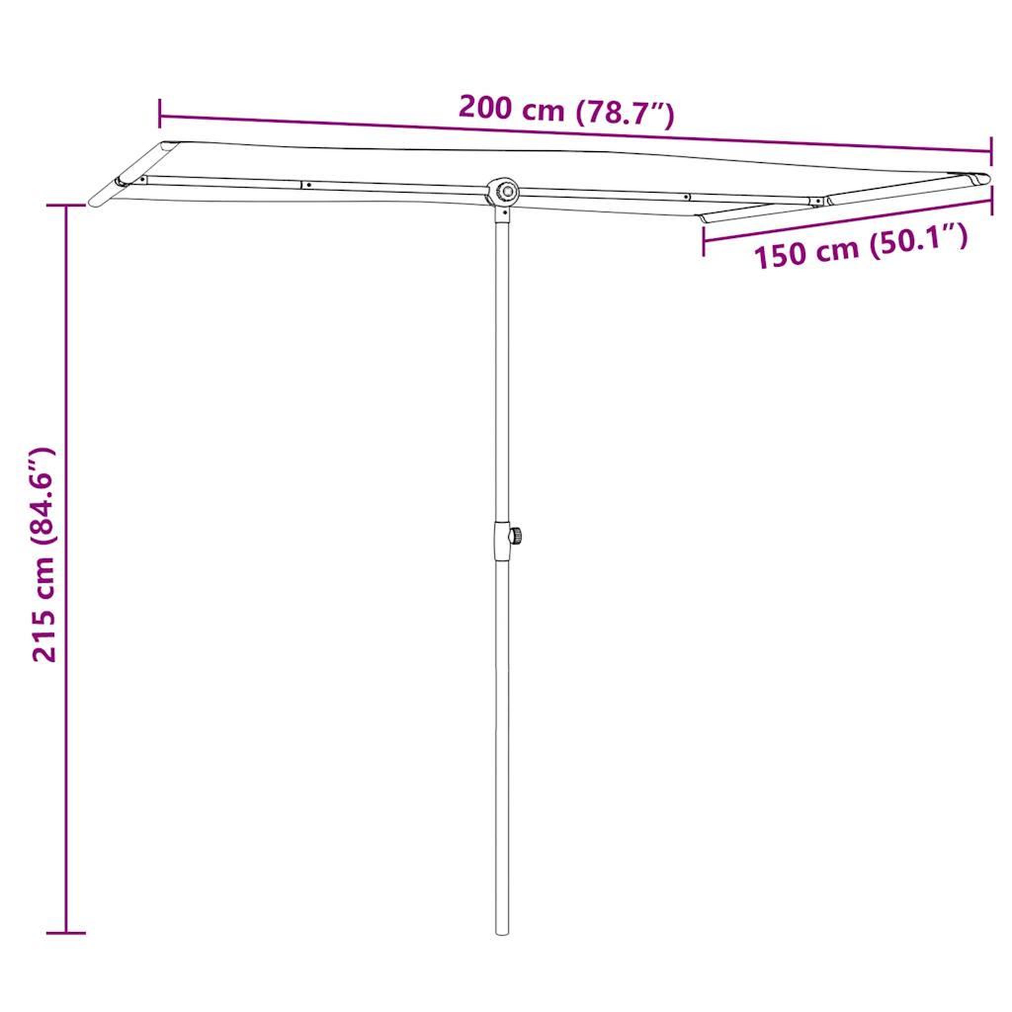 Voir la diapositive 6 : VIDAXL Parasol de jardin et mat en aluminium 2x1,5 m rouge bordeaux