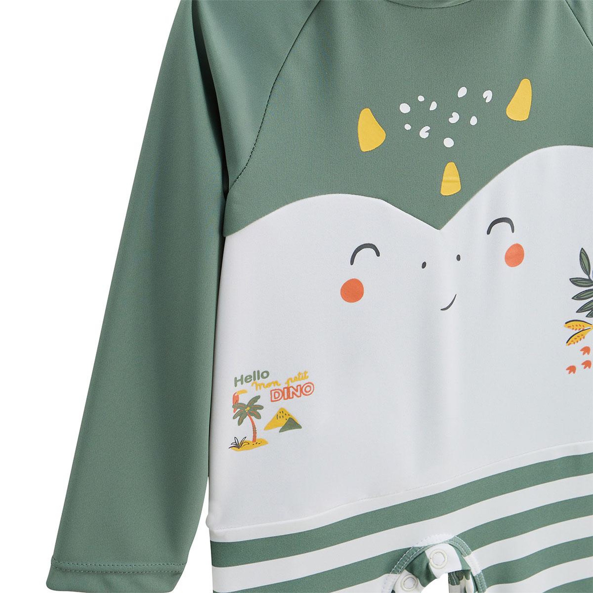 Voir la diapositive 3 : Petit Béguin Combinaison de bain bébé manches longues protection uv hello dino