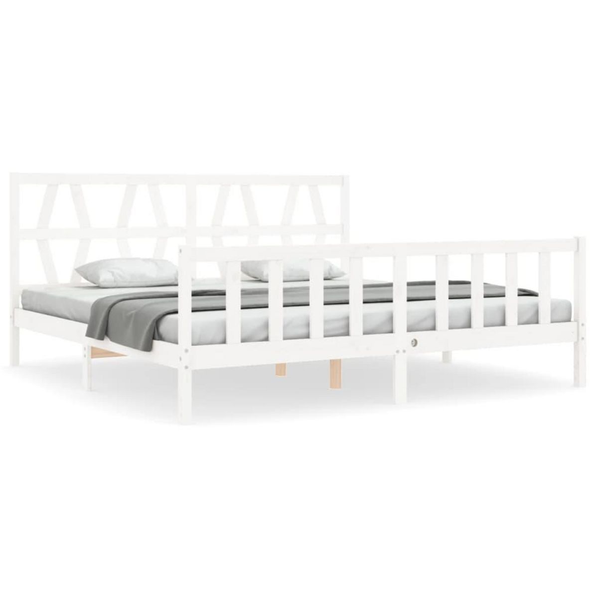 VIDAXL Cadre de lit sans matelas blanc 200x200 cm bois massif de pin