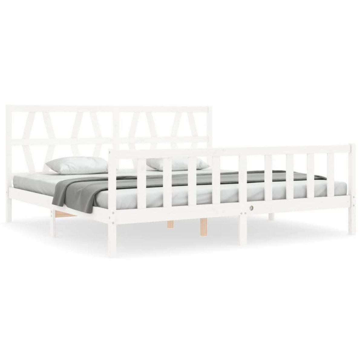 VIDAXL Cadre de lit sans matelas blanc 200x200 cm bois massif de pin