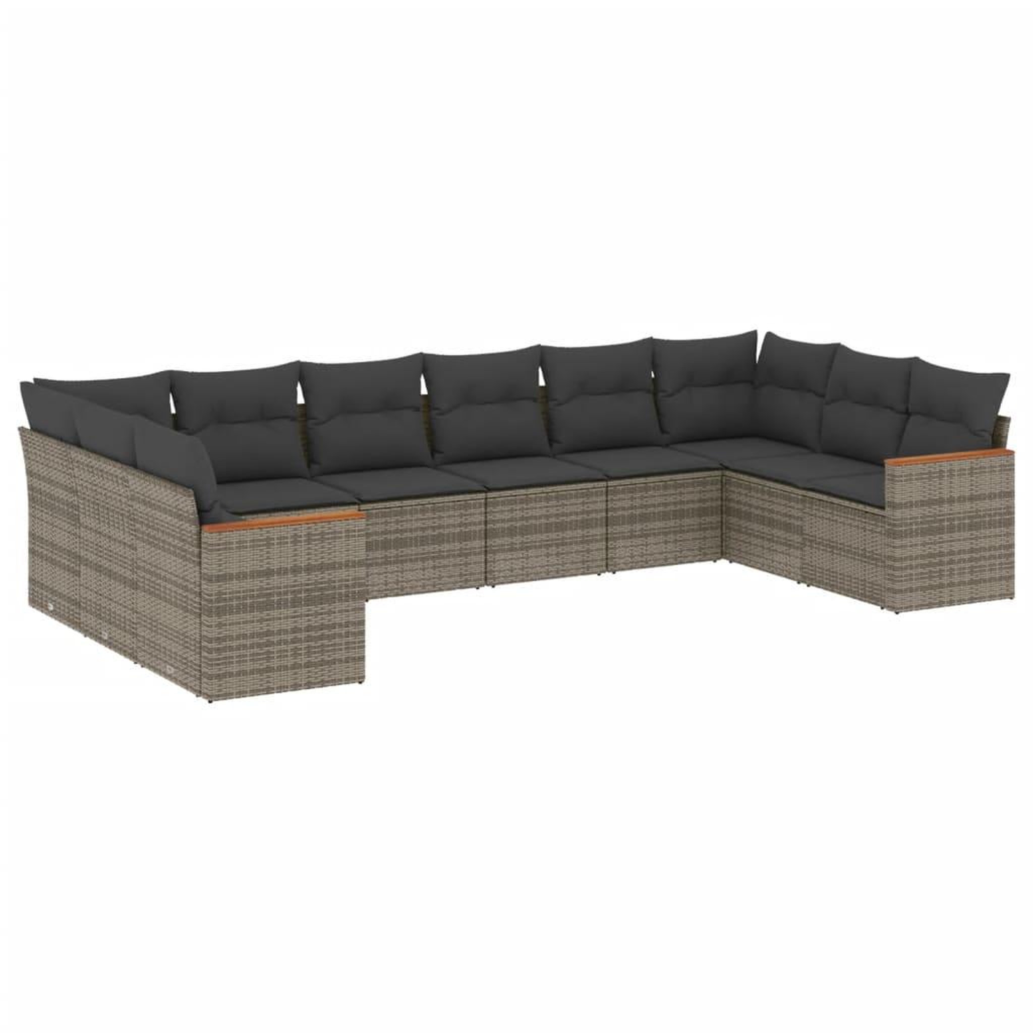 Voir la diapositive 2 : VIDAXL Salon de jardin avec coussins 10 pcs gris resine tressee