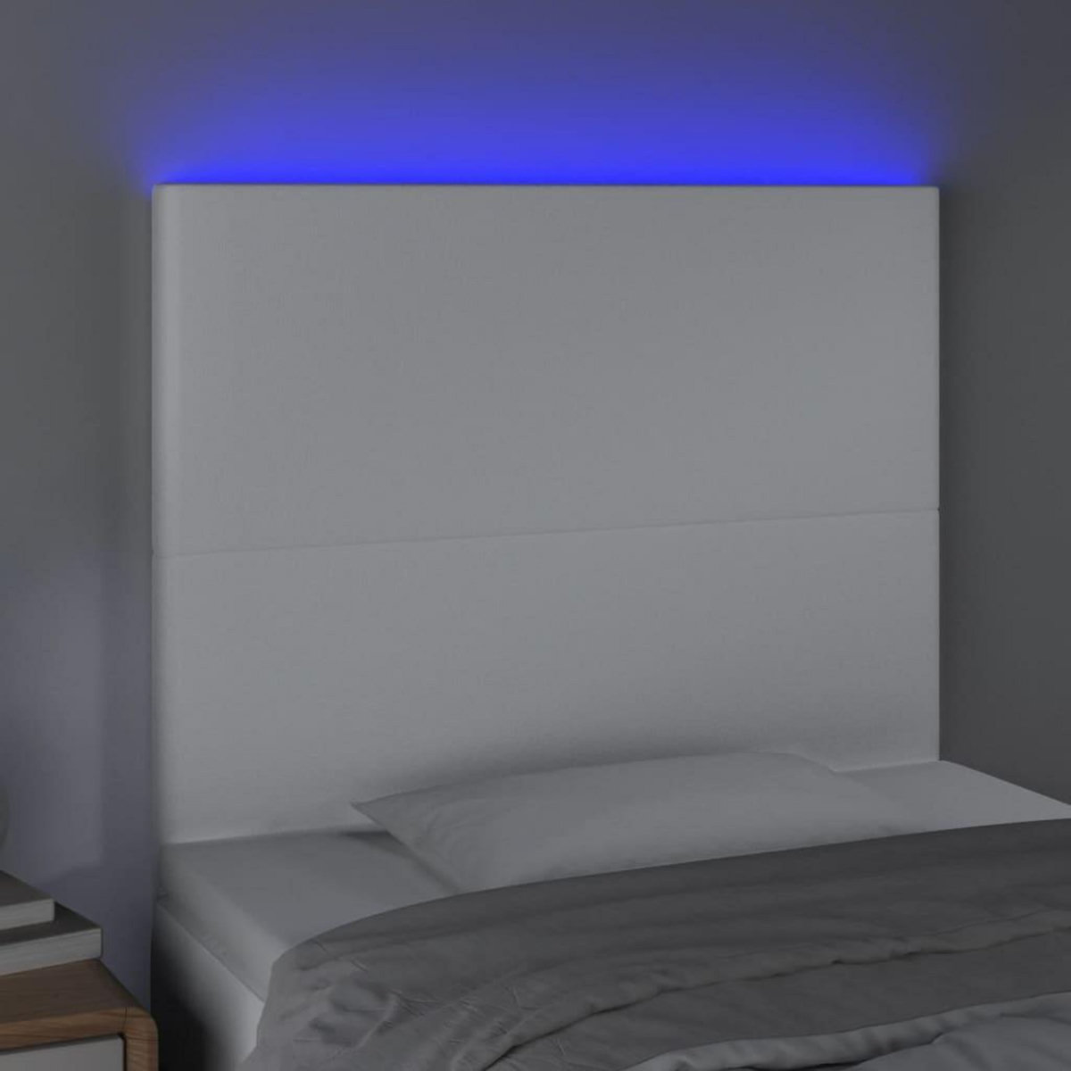 VIDAXL Tete de lit a LED Blanc 100x5x118/128 cm Similicuir
