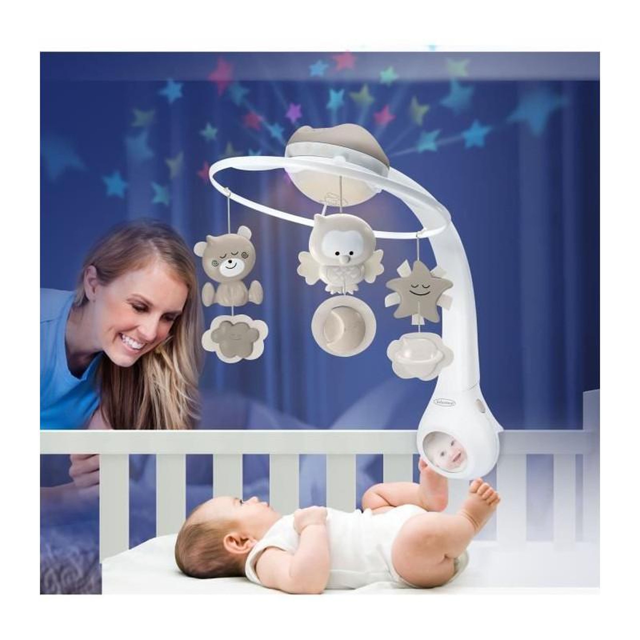 Voir la diapositive 2 : INFANTINO Mobile musical et projecteur - INFANTINO - Douce Nuit 3-en1 - Gris