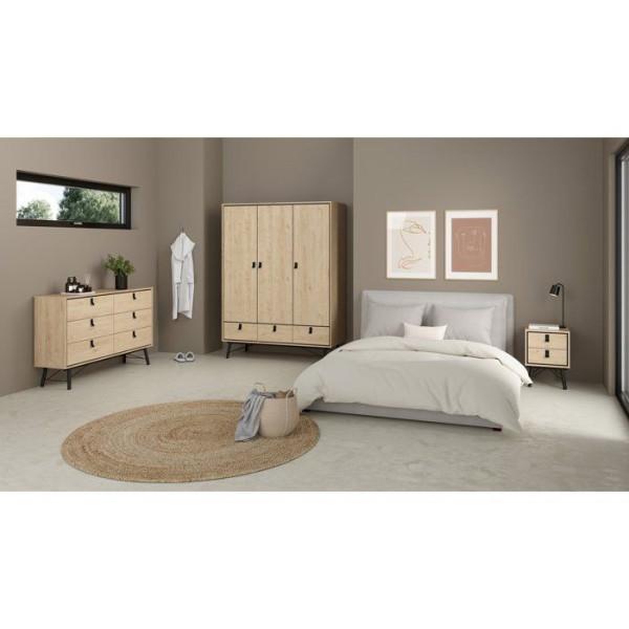 Voir la diapositive 3 : MARKET24 Commode RY - 6 Tiroirs - Décor Chene - L150,3 x P40,1 x H94,8 cm