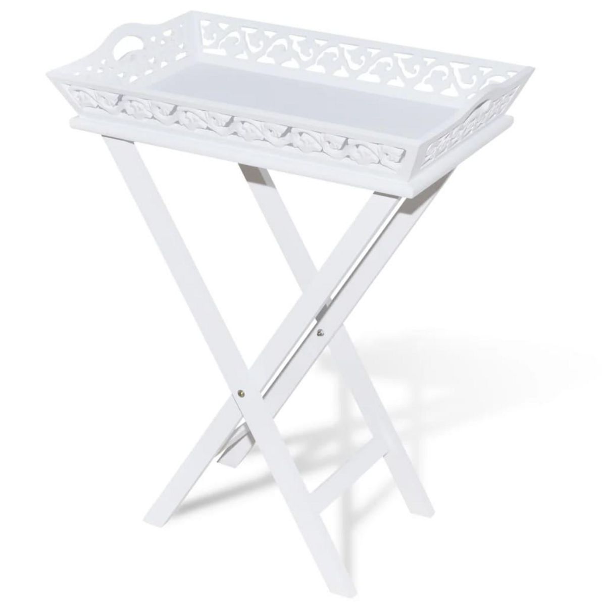 VIDAXL Table d'appoint avec plateau Blanc