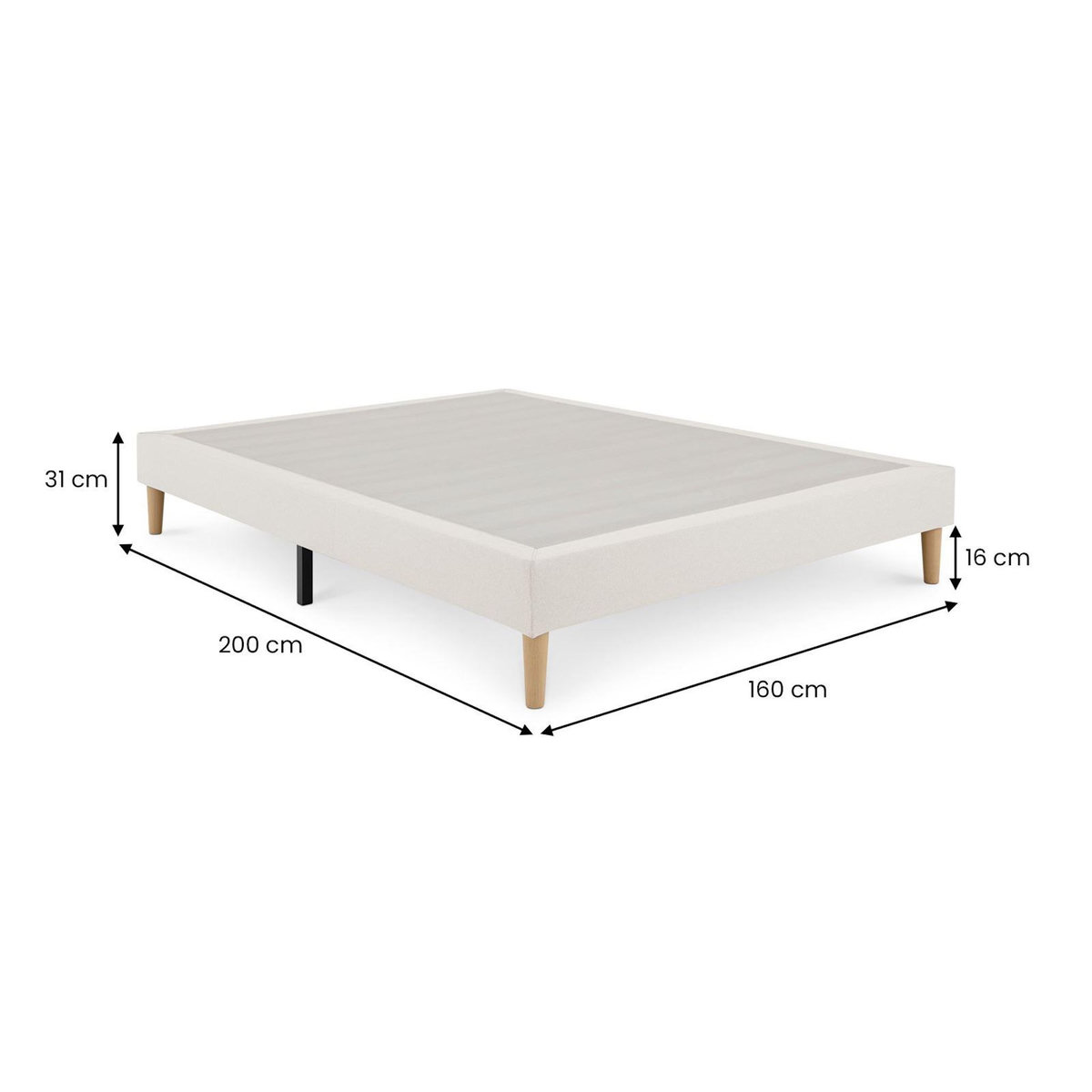 IDIMEX Sommier tapissier BREST 160 x 200 cm revêtement tissu