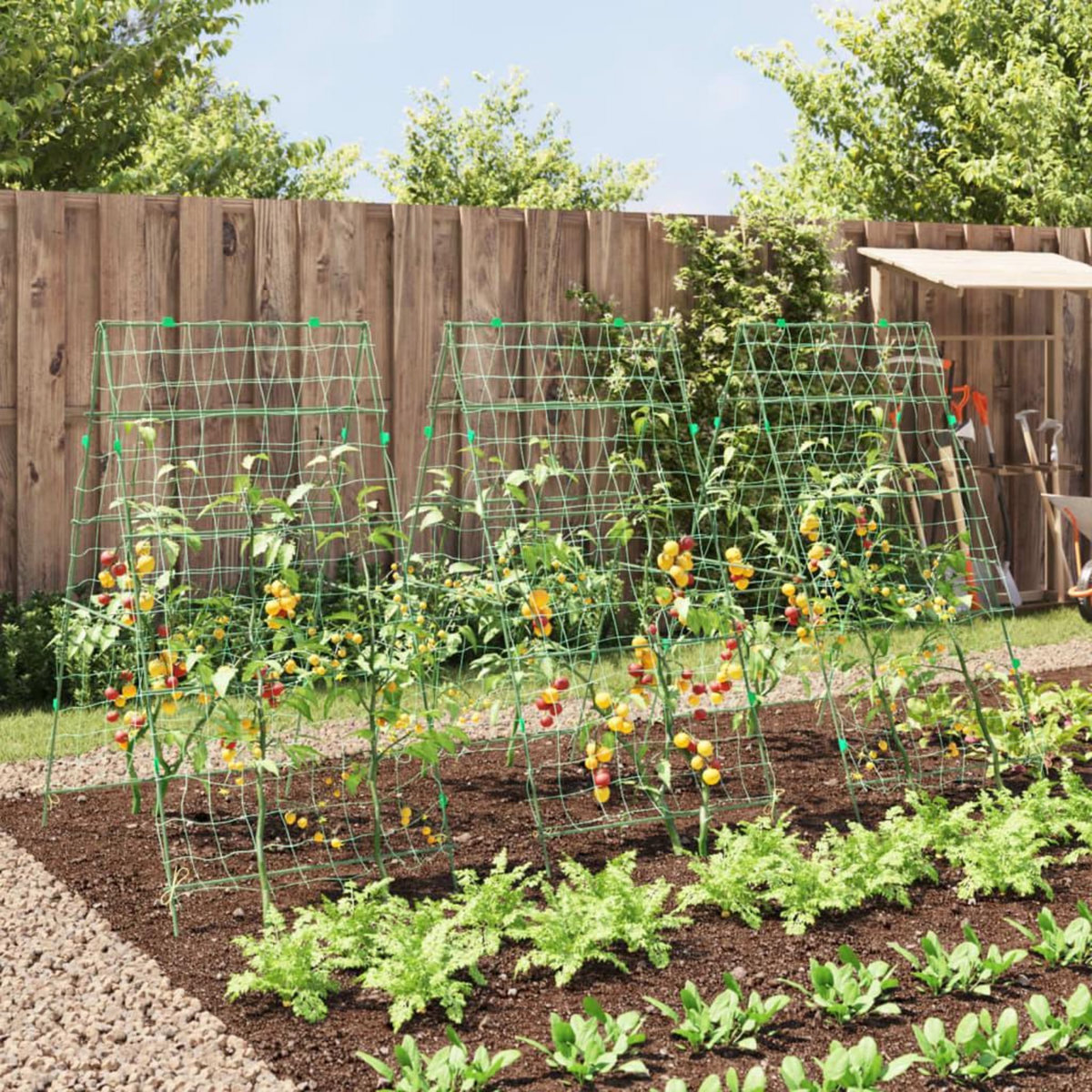 VIDAXL Treillis de jardin pour plantes grimpantes 3 pcs forme A acier