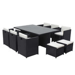 CONCEPT USINE Table et chaises 10 places encastrables résine noir-blanc MIAMI