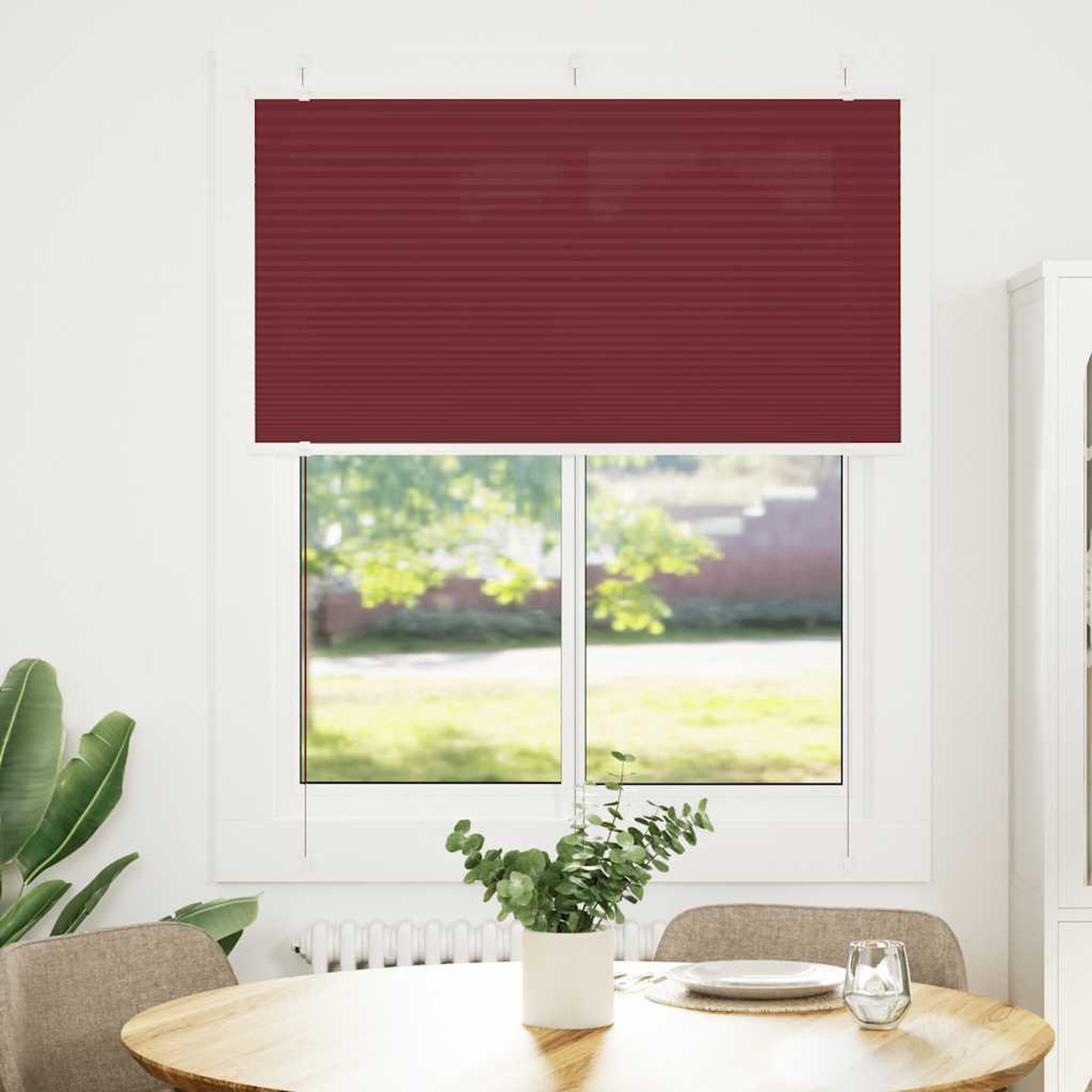 Voir la diapositive 2 : VIDAXL Store plisse rouge bordeaux 105x100 cm largeur du tissu 104,4cm