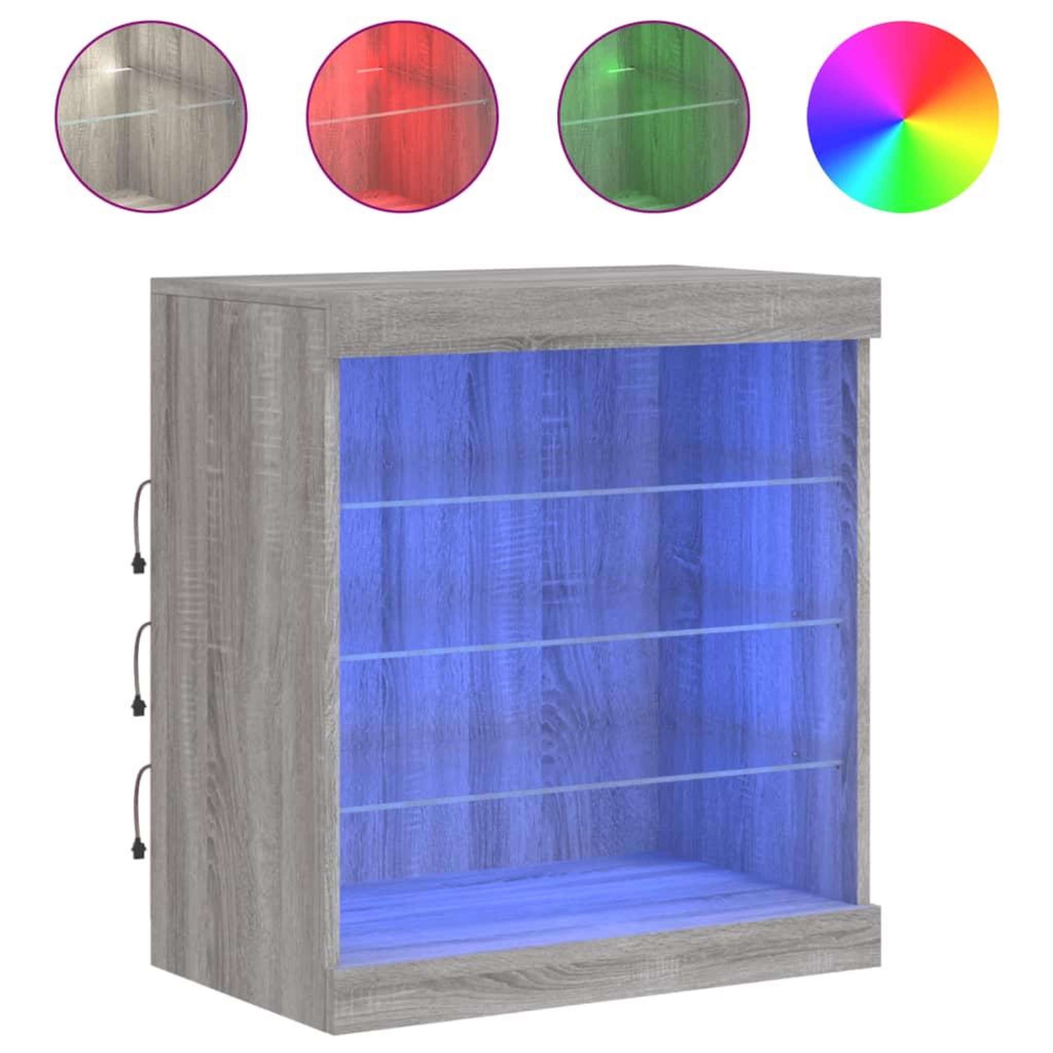 Voir la diapositive 2 : VIDAXL Buffet avec lumieres LED sonoma gris 60,5x37x67 cm