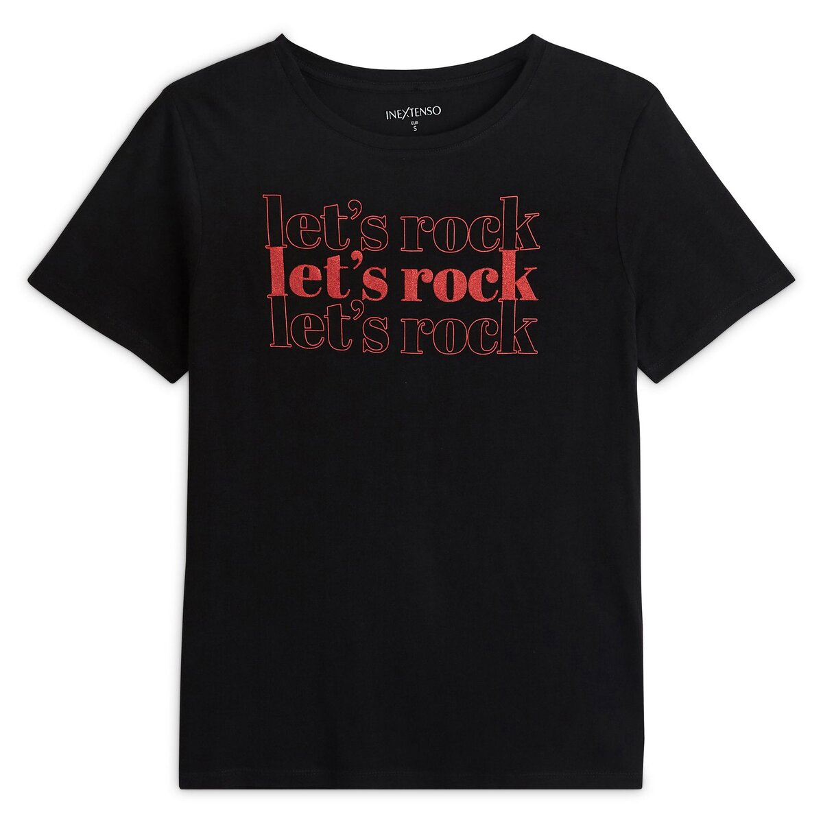 IN EXTENSO T-shirt manches courtes noir imprimé rock femme