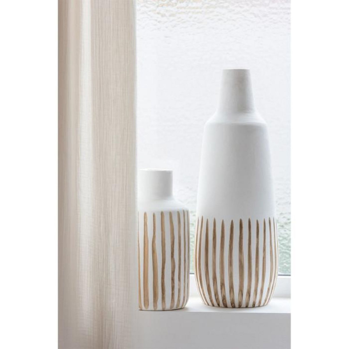 Paris Prix Vase Design en Bois  Ying  56cm Blanc & Naturel