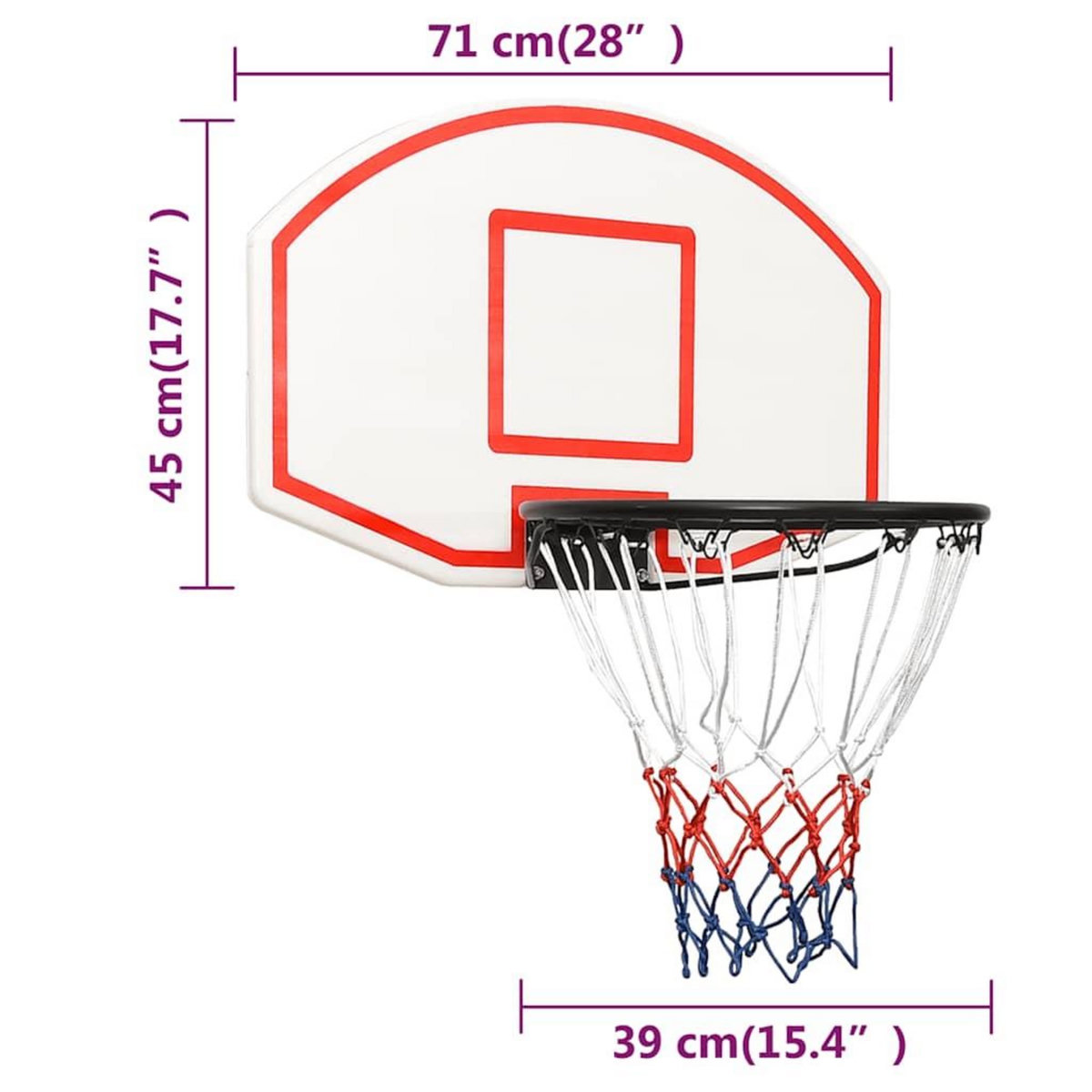 VIDAXL Panneau de basket-ball Blanc 71x45x2 cm Polyethylene