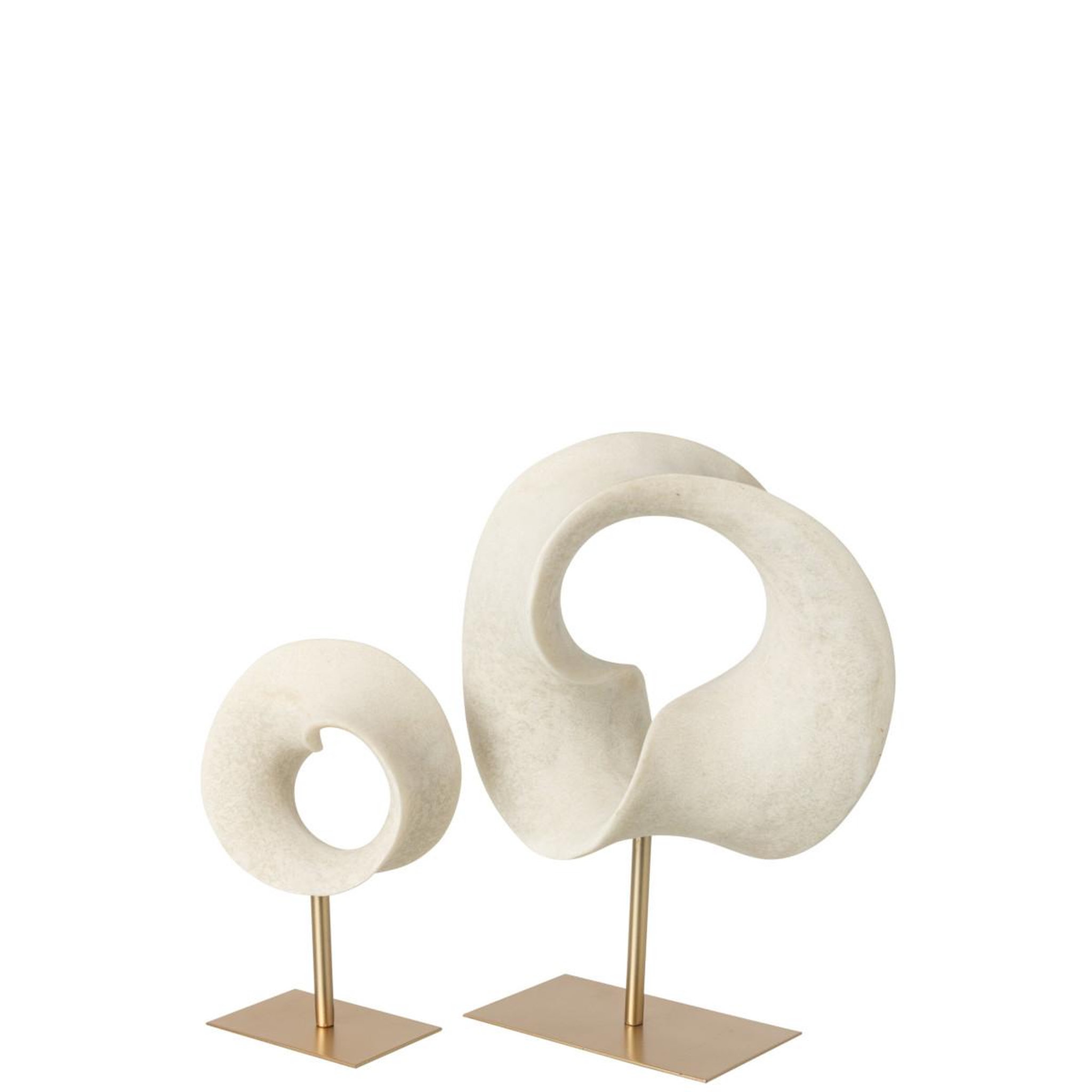 Voir la diapositive 3 : J-LINE Objet déco abstrait  bastien  30cm blanc & doré