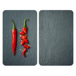Wenko 2 Couvre-plaques universel Piment - 30 x 52 cm - Gris et rouge