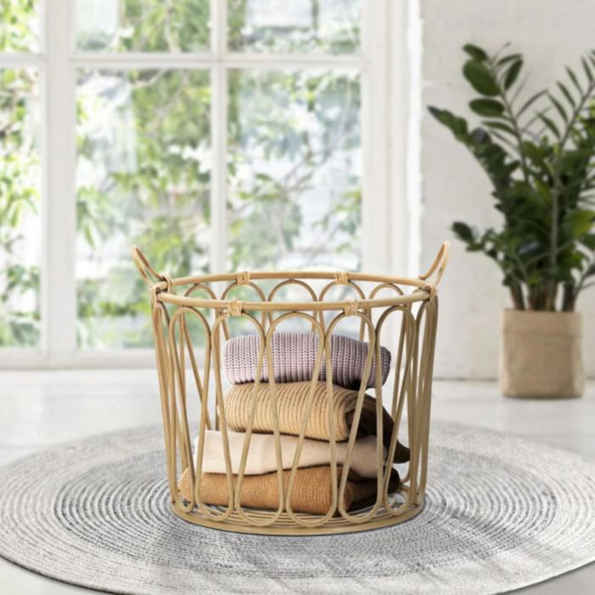 Paris Prix Panier de Rangement en Métal  Panama  49cm Naturel