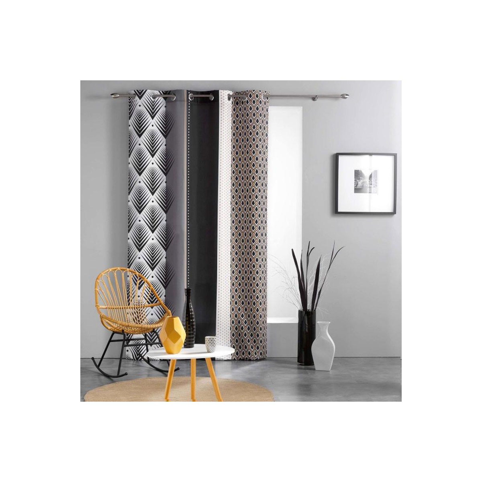 Douceur d'Intérieur Rideau imprimé  galiléo  140x260cm noir