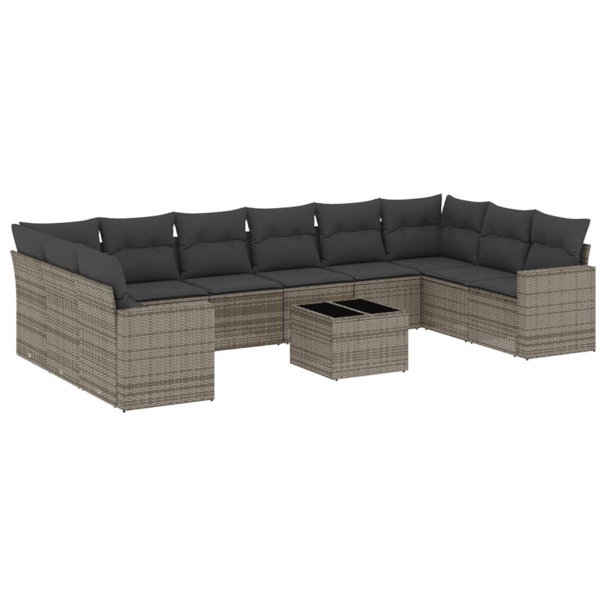 Voir la diapositive 2 : VIDAXL Salon de jardin 11 pcs avec coussins gris resine tressee