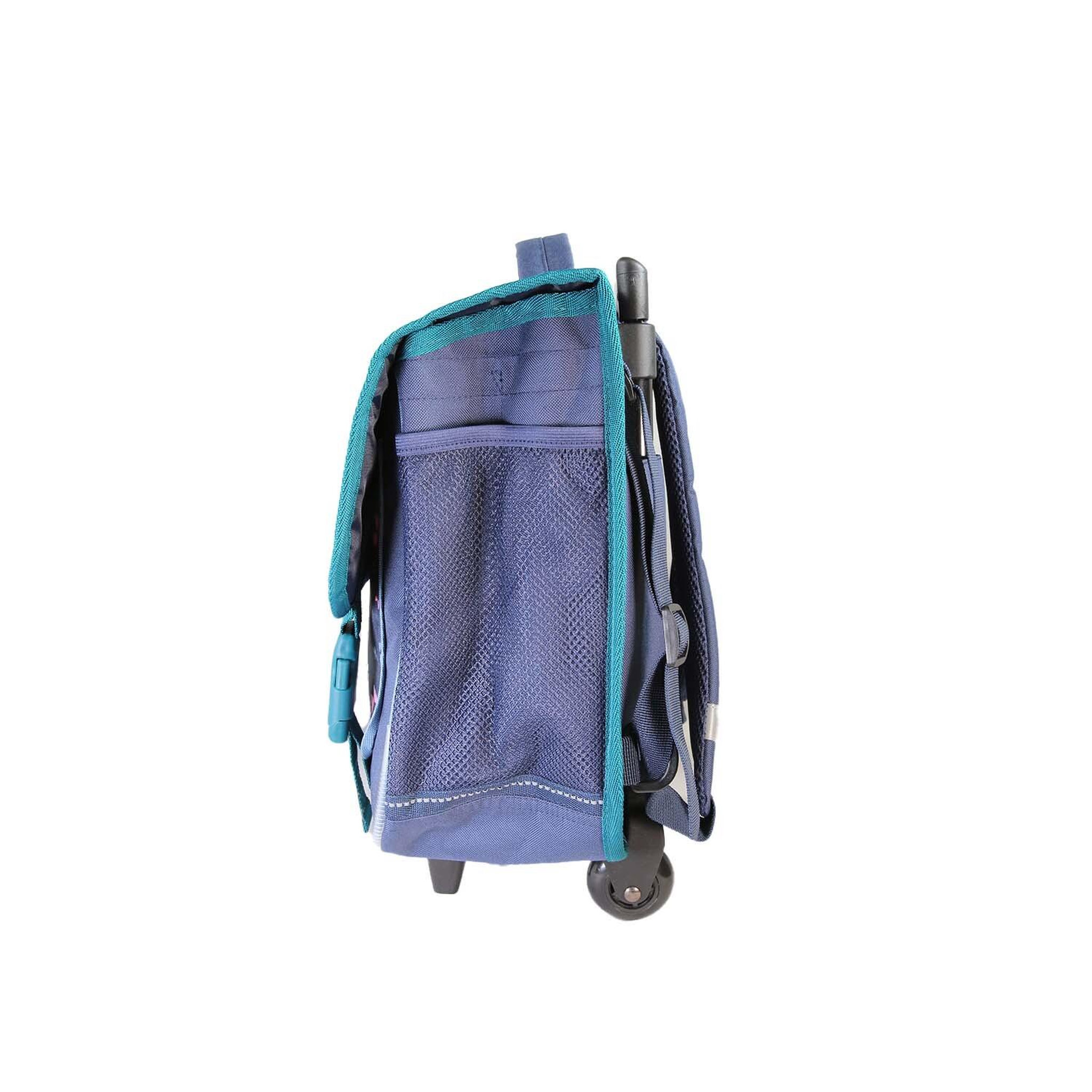 Voir la diapositive 3 : Bagtrotter Lili Lou - Cartable à roulettes 38cm - Fille - Beige /Bleu - 2 compartiments