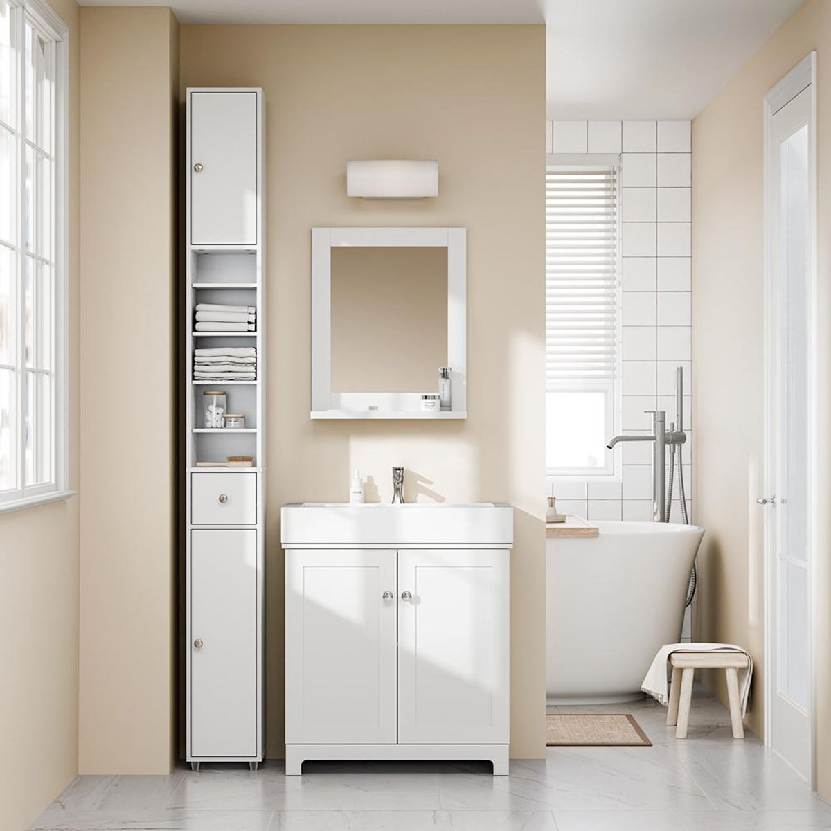 SOBUY SoBuy - Colonne De Salle De Bain à un tiroir - Fonctionnel - BZR34-II