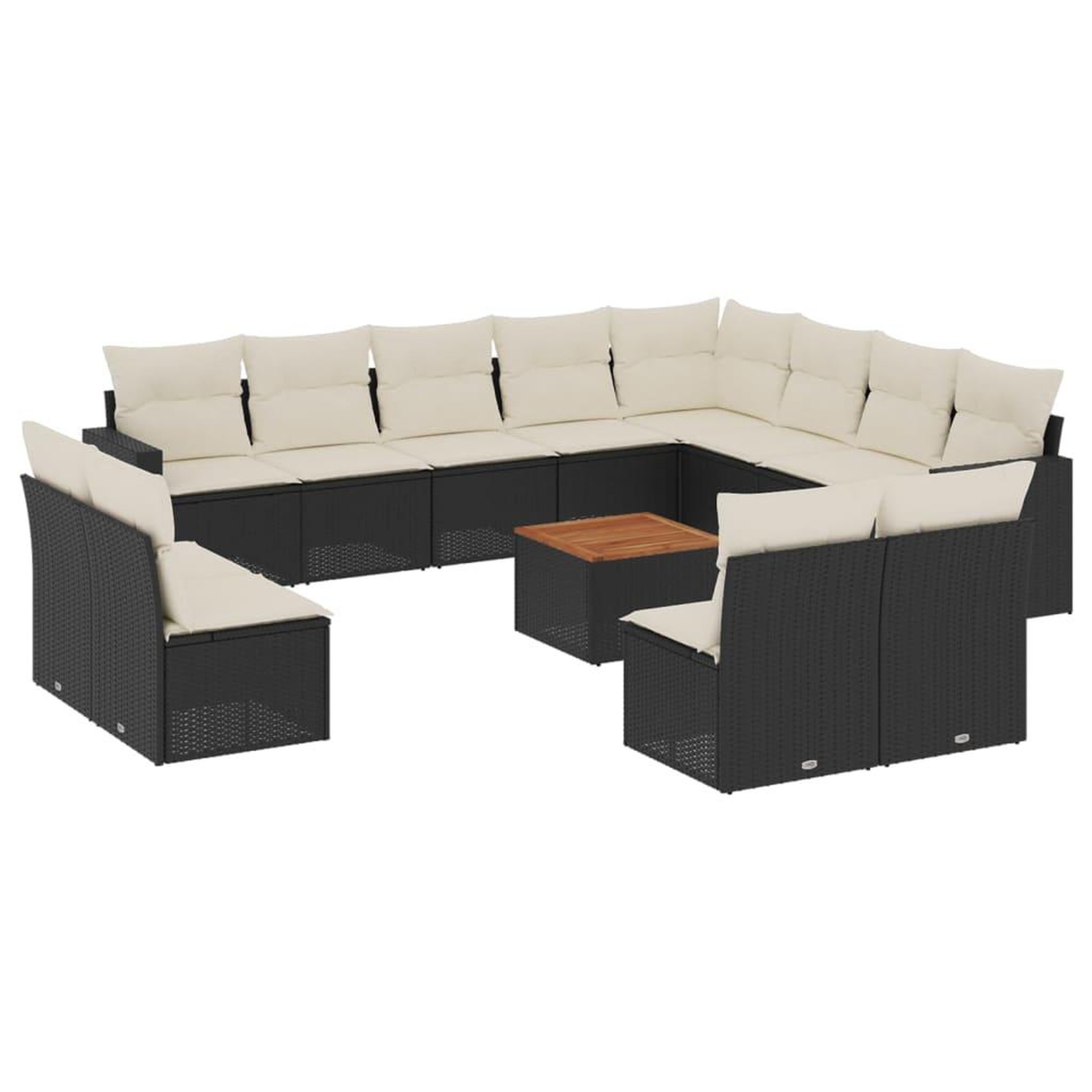 Voir la diapositive 2 : VIDAXL Salon de jardin avec coussins 13 pcs noir resine tressee