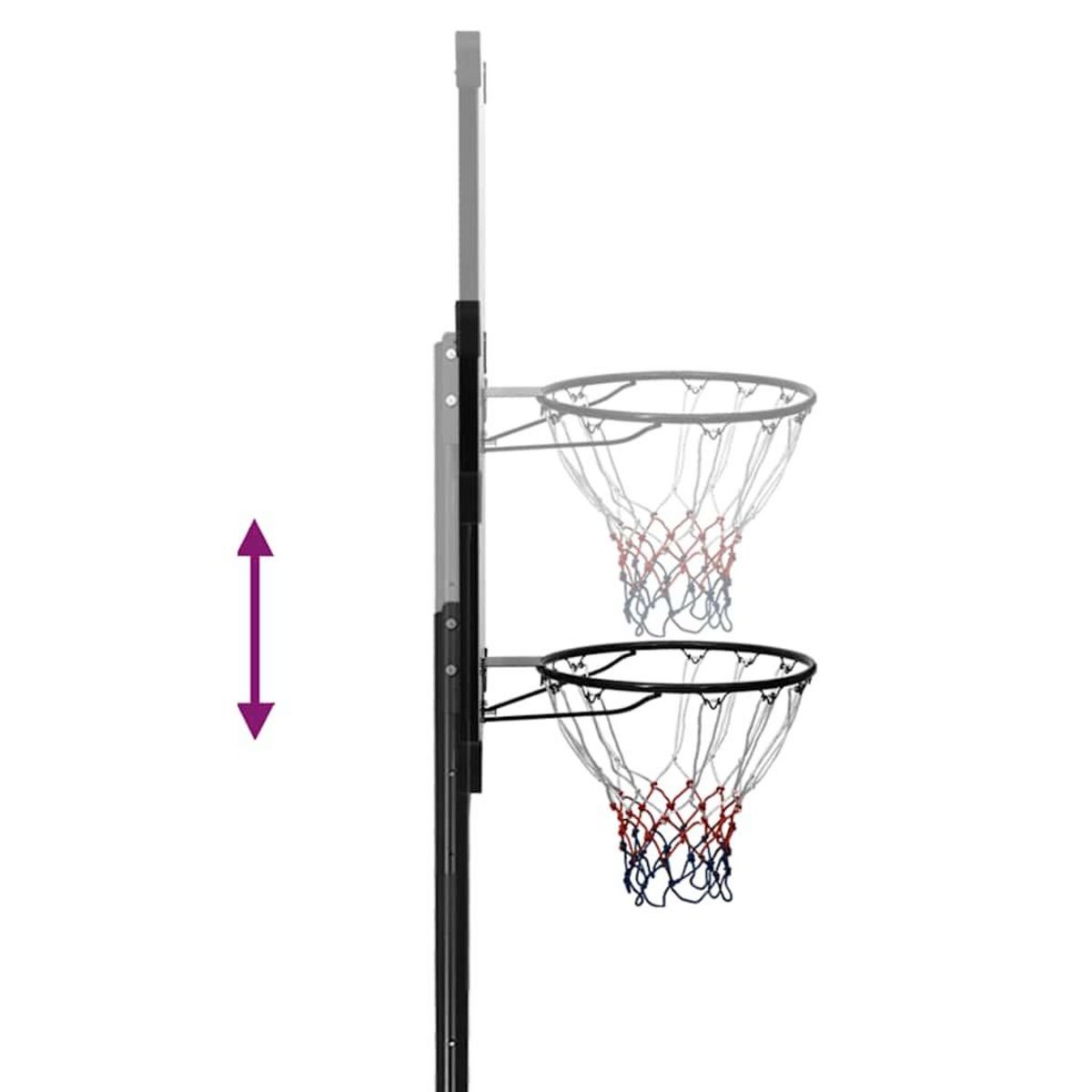 VIDAXL Support de basket-ball Transparent 256-361 cm Polycarbonate