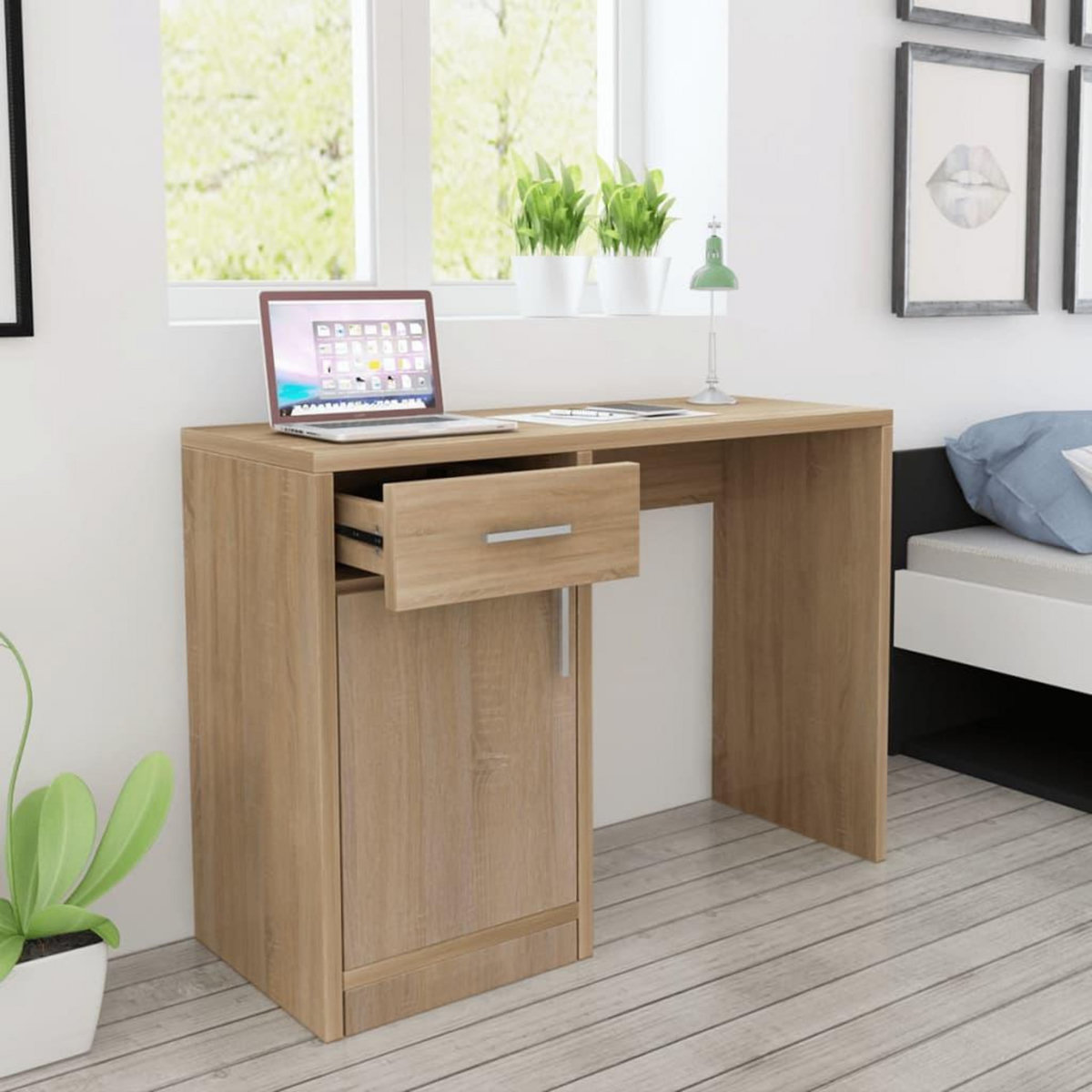 VIDAXL Bureau avec tiroir et placard Chene 100x40x73 cm