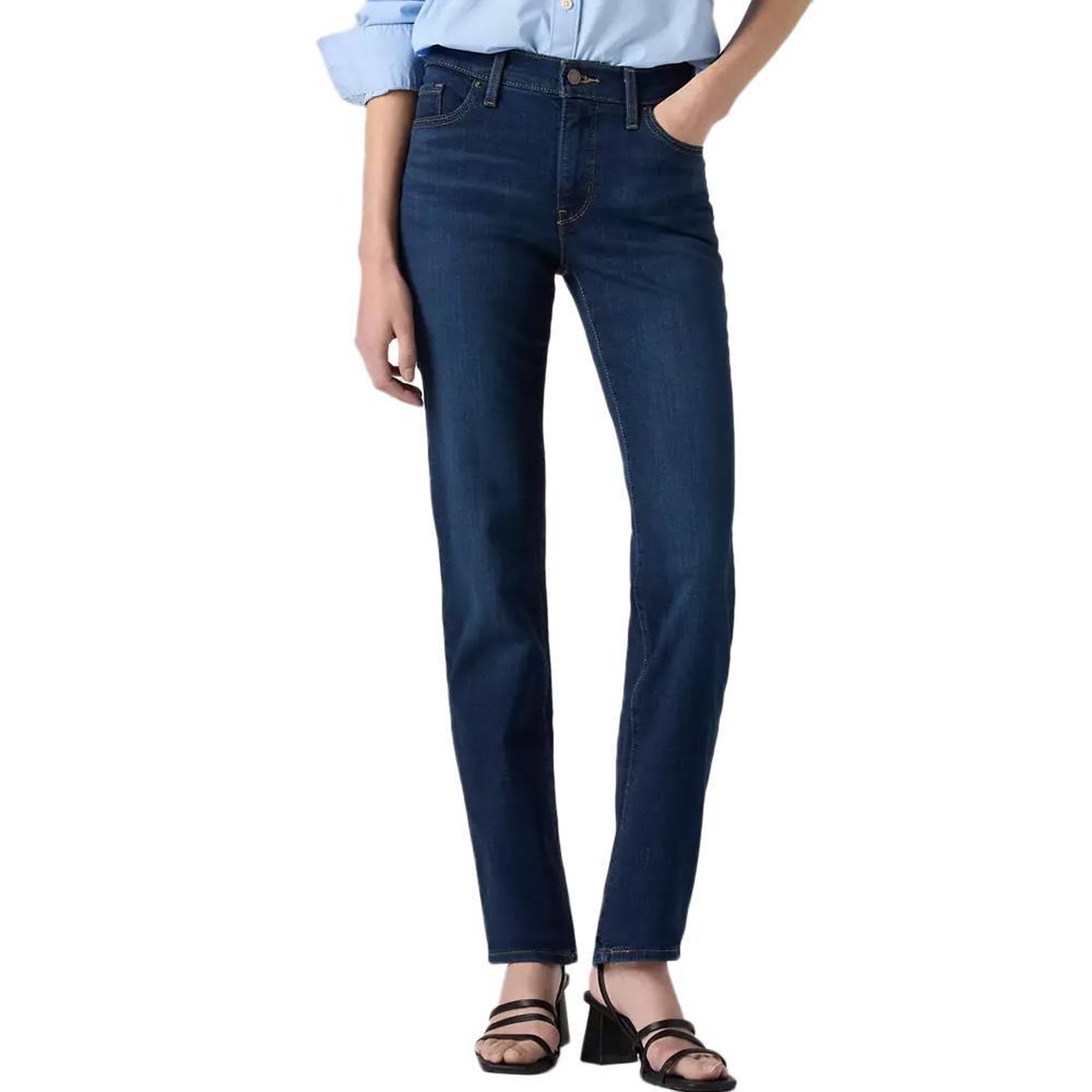 Voir la diapositive 2 : Levi's Jean 724 bleu foncé femme levi's shaping slim med indigo