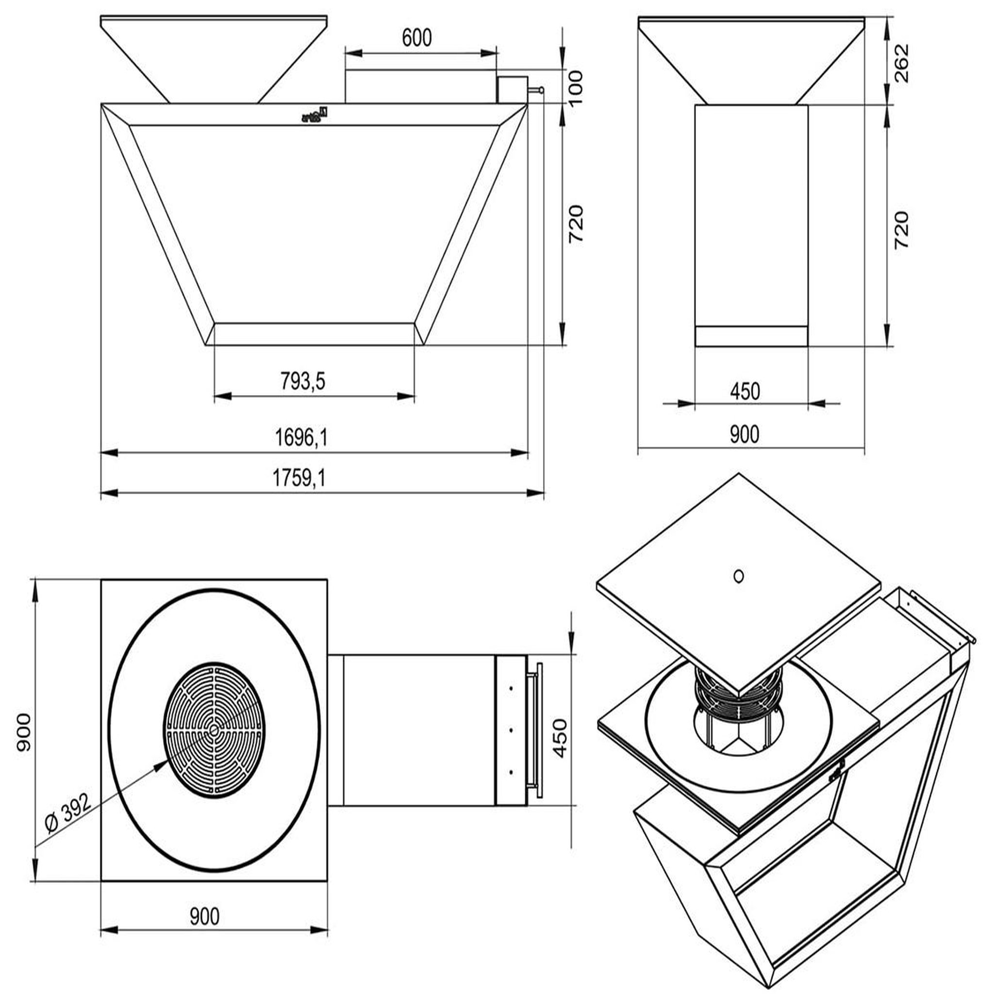 Voir la diapositive 2 : ARTISS DESIGN Brasero g4 graphite plaque de cuisson acier inoxydable alimentaire - artiss