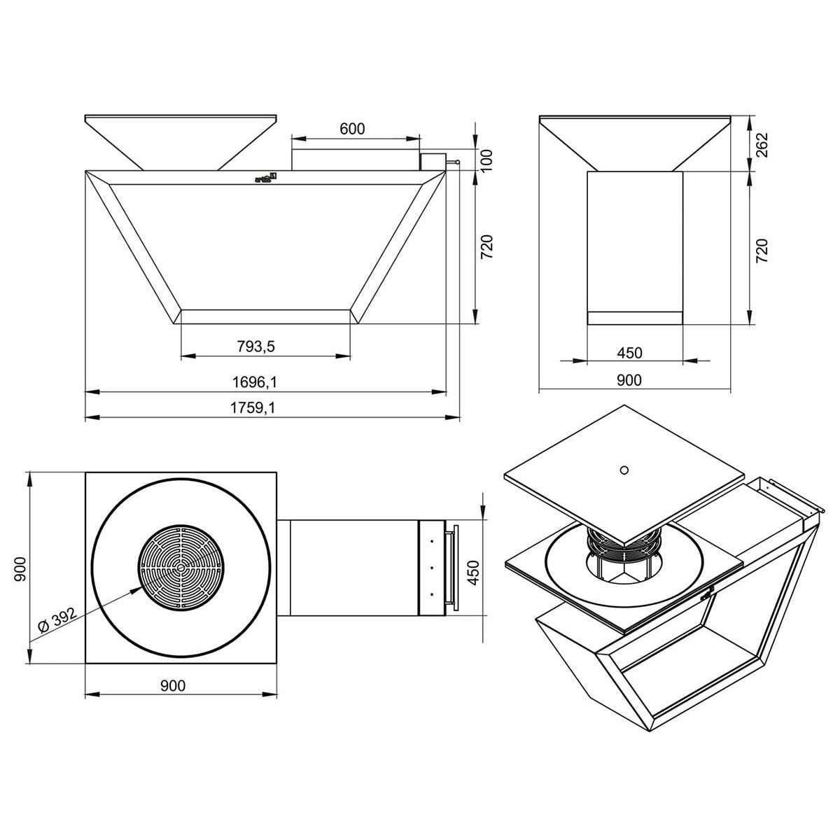 ARTISS DESIGN Brasero G4 Graphite plaque de cuisson acier inoxydable alimentaire - Artiss