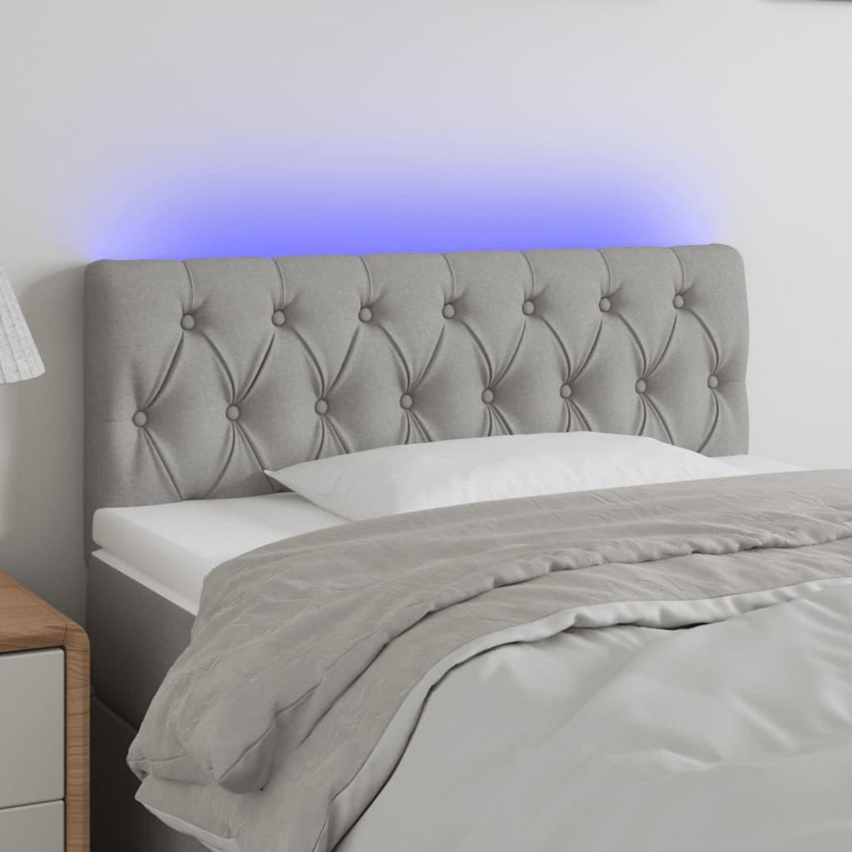 VIDAXL Tete de lit a LED Gris clair 90x7x78/88 cm Tissu