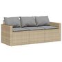 Voir la diapositive 2 : VIDAXL Canape de jardin avec coussins 3 places beige resine tressee