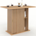 ID MARKET Ilot central 4 personnes JULIETTE 110 cm pied central avec rangement effet lattes tasseau de bois