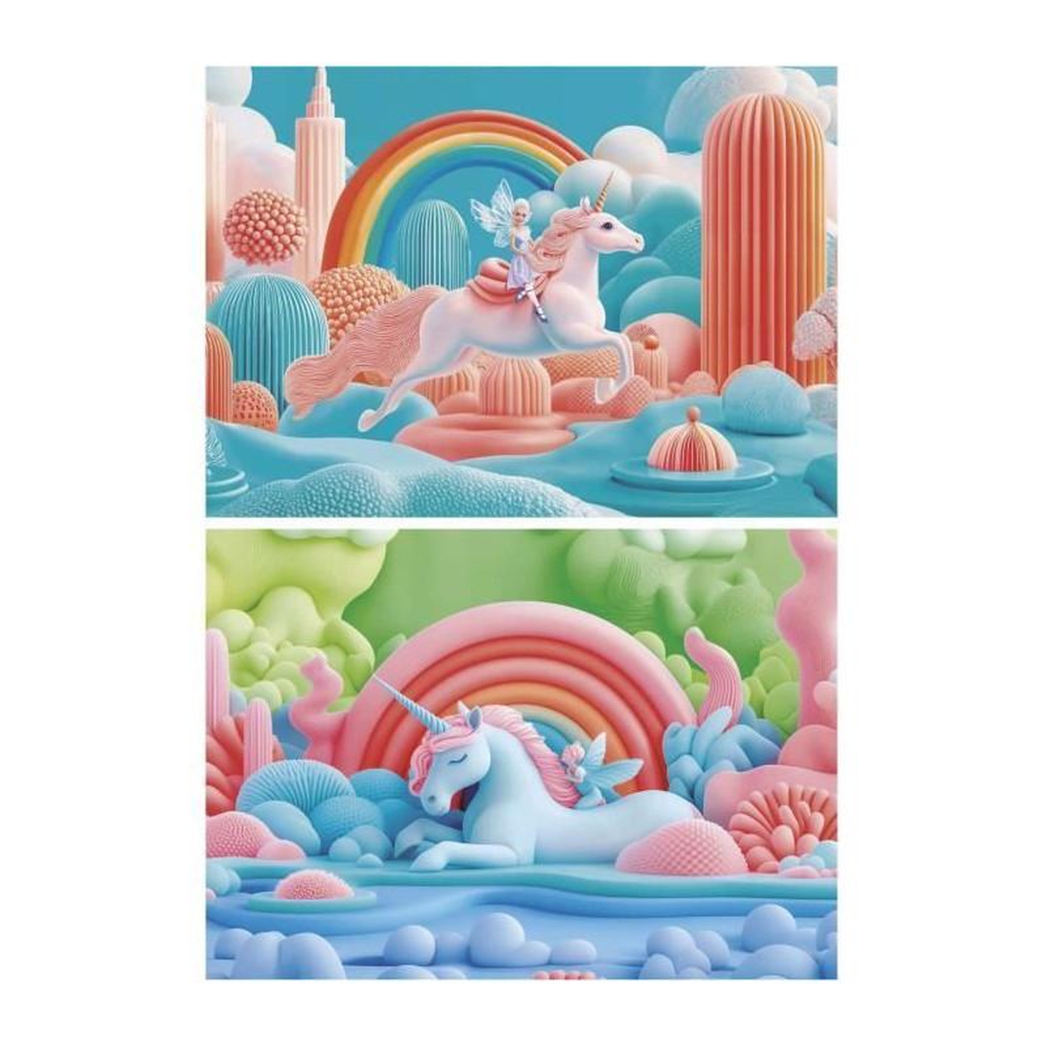 Voir la diapositive 2 : EDUCA Puzzle enfant 2 x 48 pièces – Licornes magiques – Double puzzle – Dès 4 ans – Educa