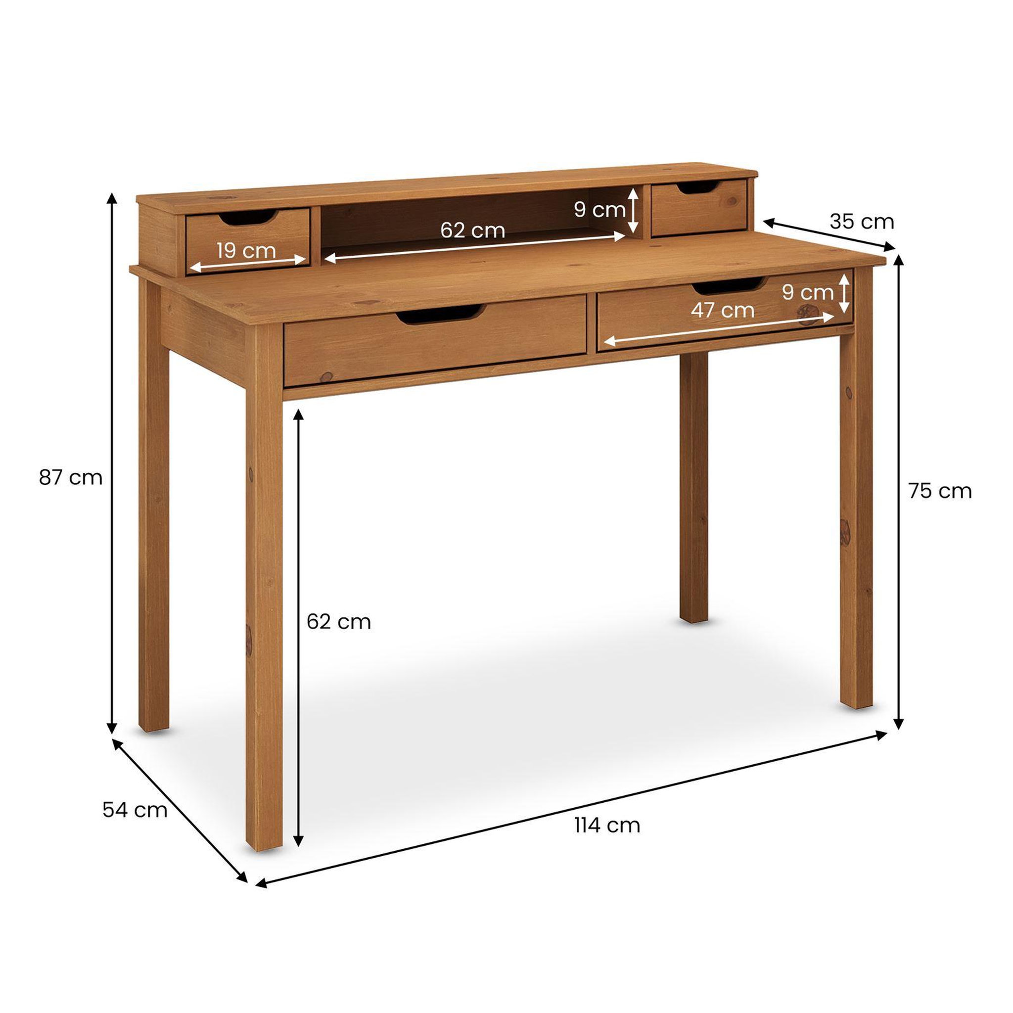 Voir la diapositive 5 : IDIMEX Bureau raul l 114 cm avec 4 tiroirs en bois massif