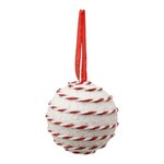 ATMOSPHERA Boule de Noël Pailleté  Cordon  8cm Blanc