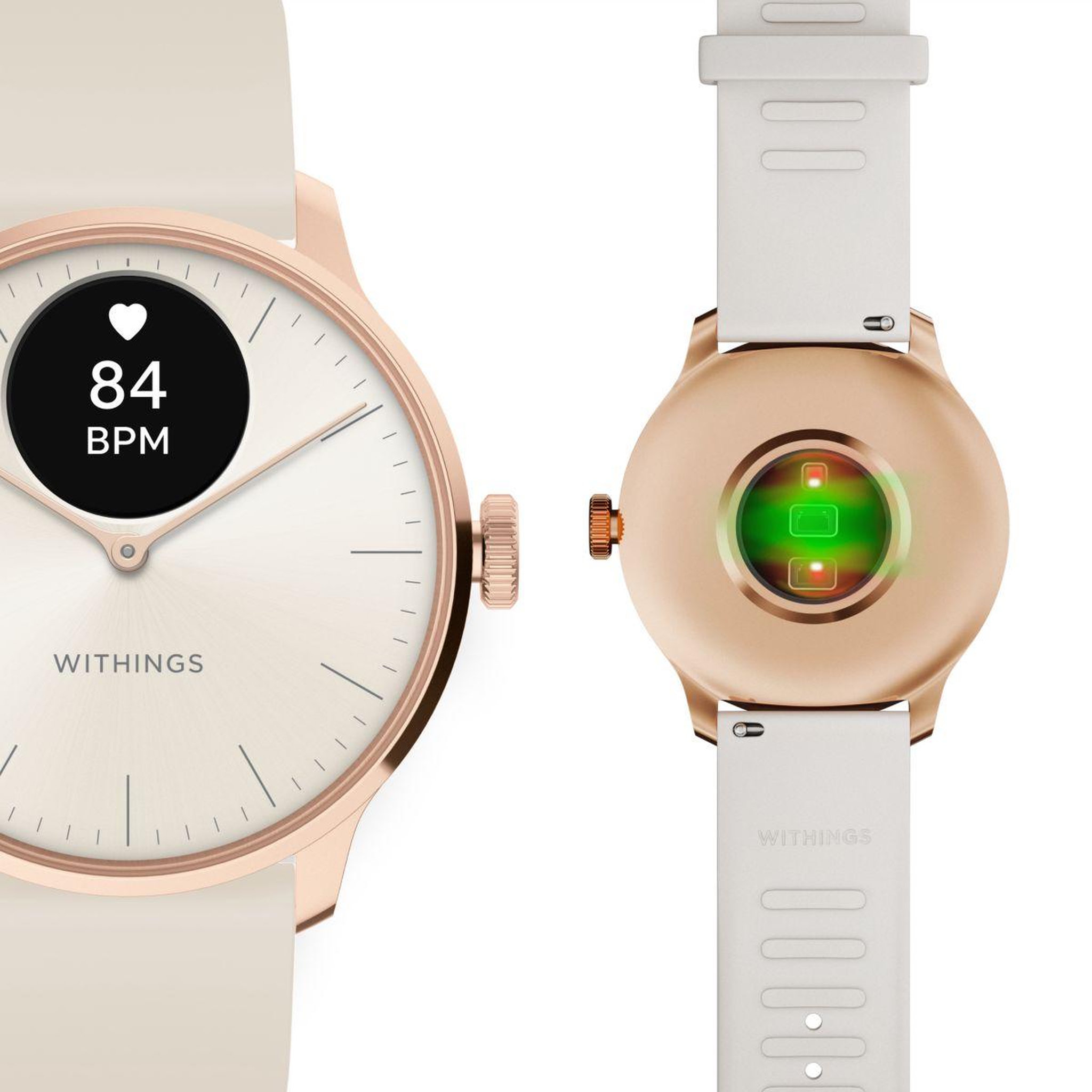 Voir la diapositive 4 : WITHINGS Montre santé Scanwatch Light Rose Gold