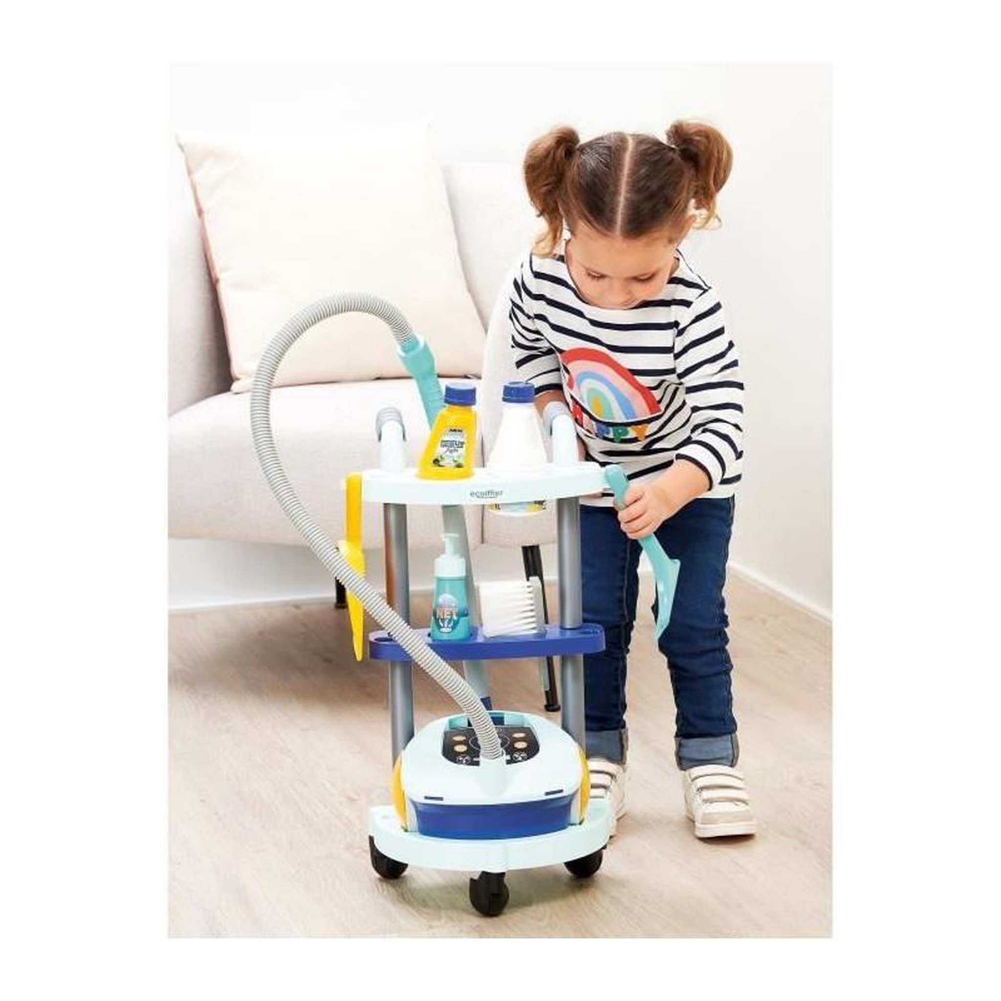Voir la diapositive 4 : Ecoiffier Jouet de ménage Ecoiffier chariot aspirateur blanc
