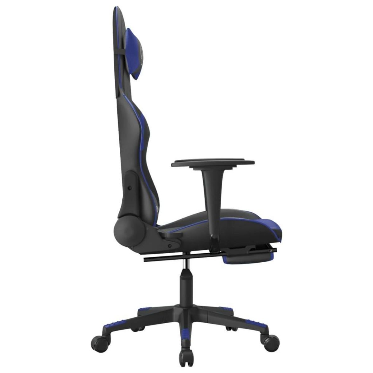 VIDAXL Chaise de jeu de massage et repose-pied Noir et bleu Similicuir