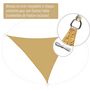 Voir la diapositive 6 : OUTSUNNY Voile d'ombrage triangulaire grande taille 3 x 3 x 3 m polyester haute densité résistant aux UV coloris sable