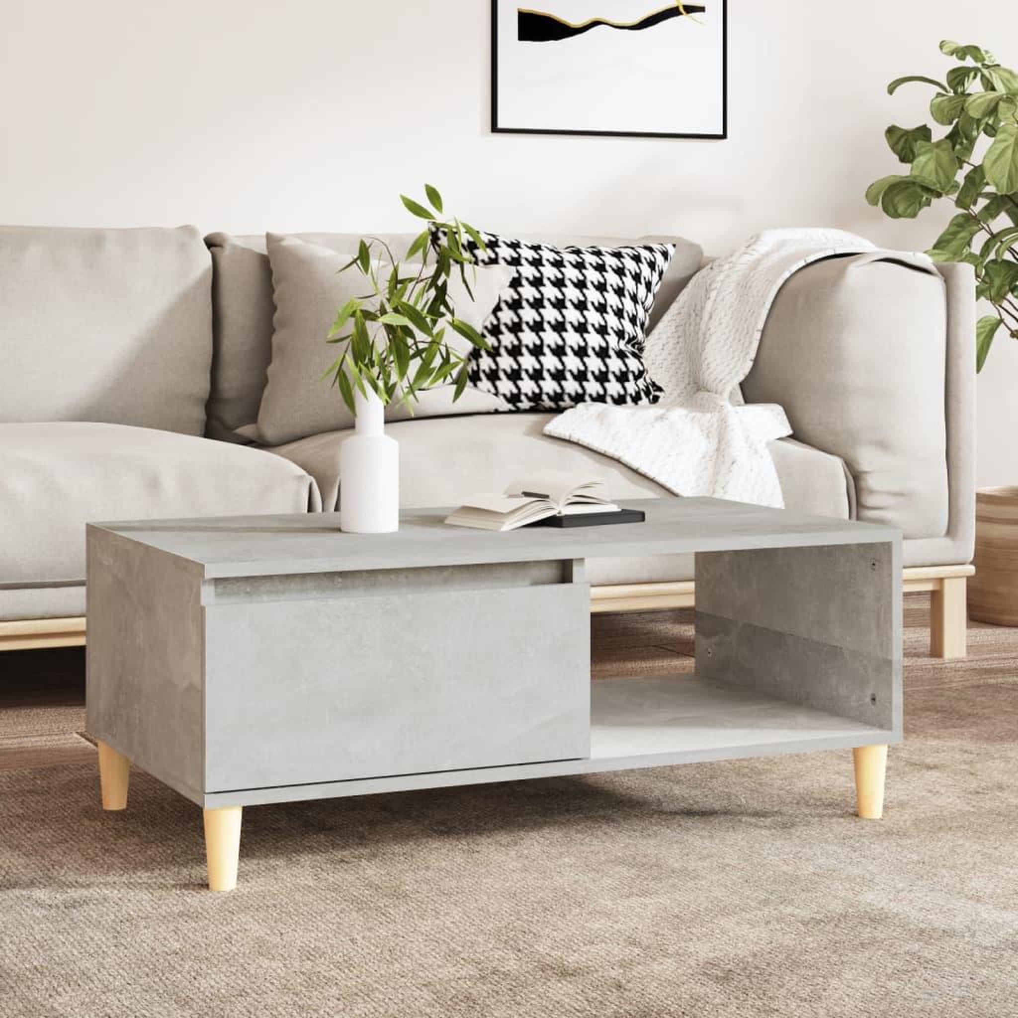 Voir la diapositive 1 : VIDAXL Table basse Gris beton 90x50x36,5 cm Bois d'ingenierie