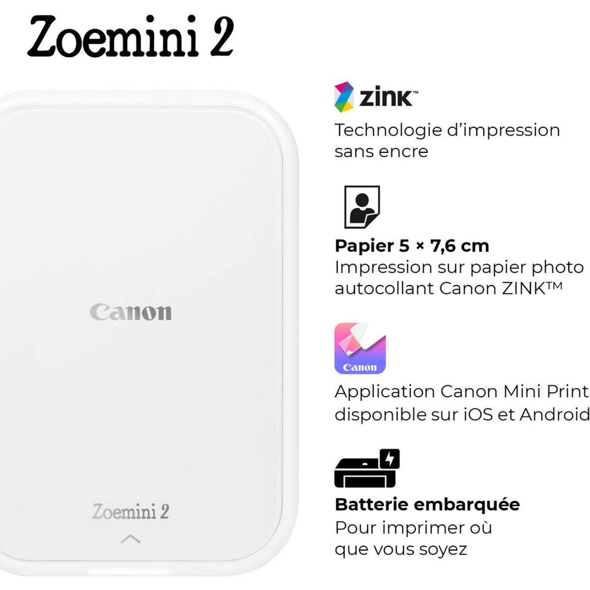 Canon Imprimante photo portable Zoemini 2 Edition Zootopie 2