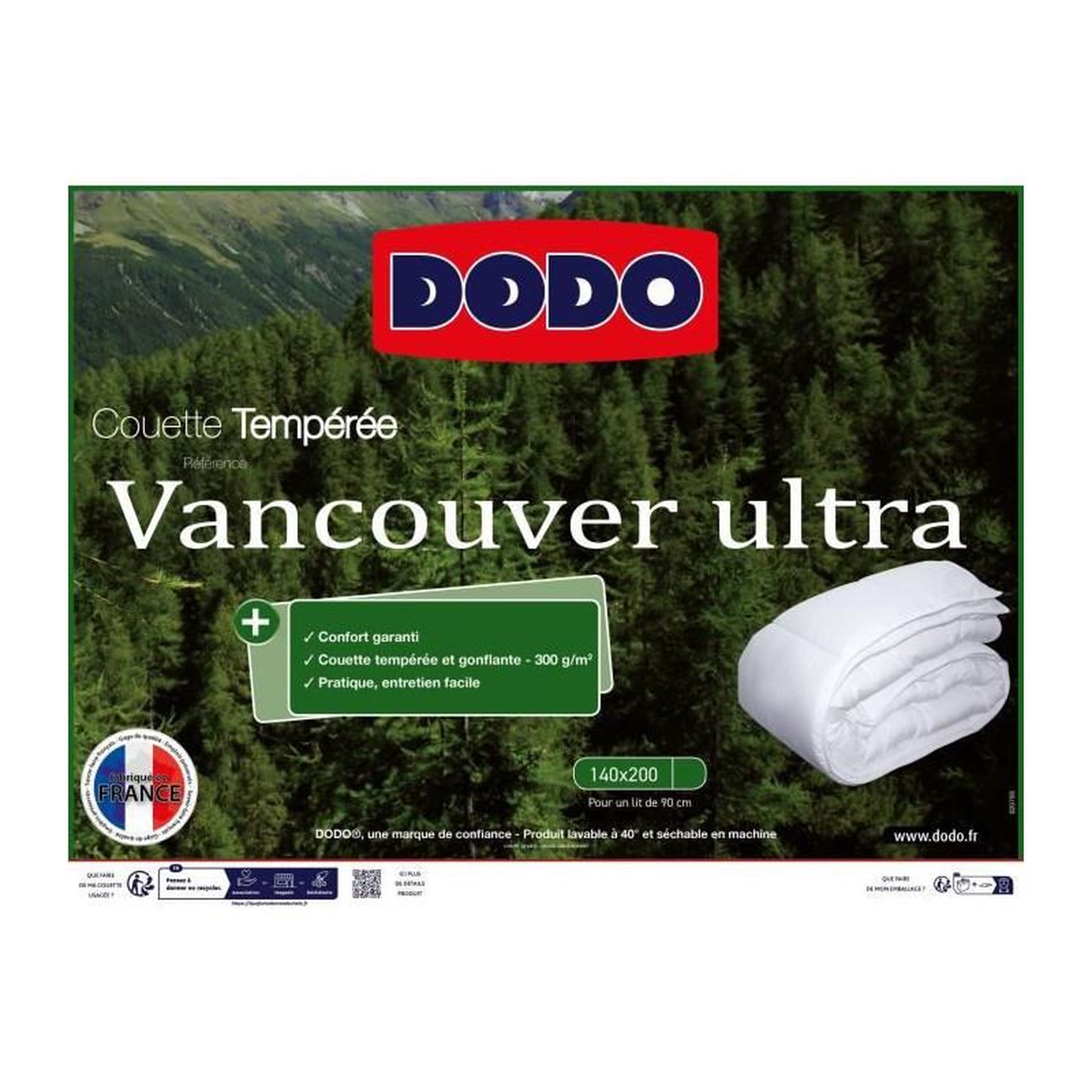 Voir la diapositive 4 : DODO Couette VANCOUVER DODO - 140x200 cm - Ultra tempérée - Fabriqué en France