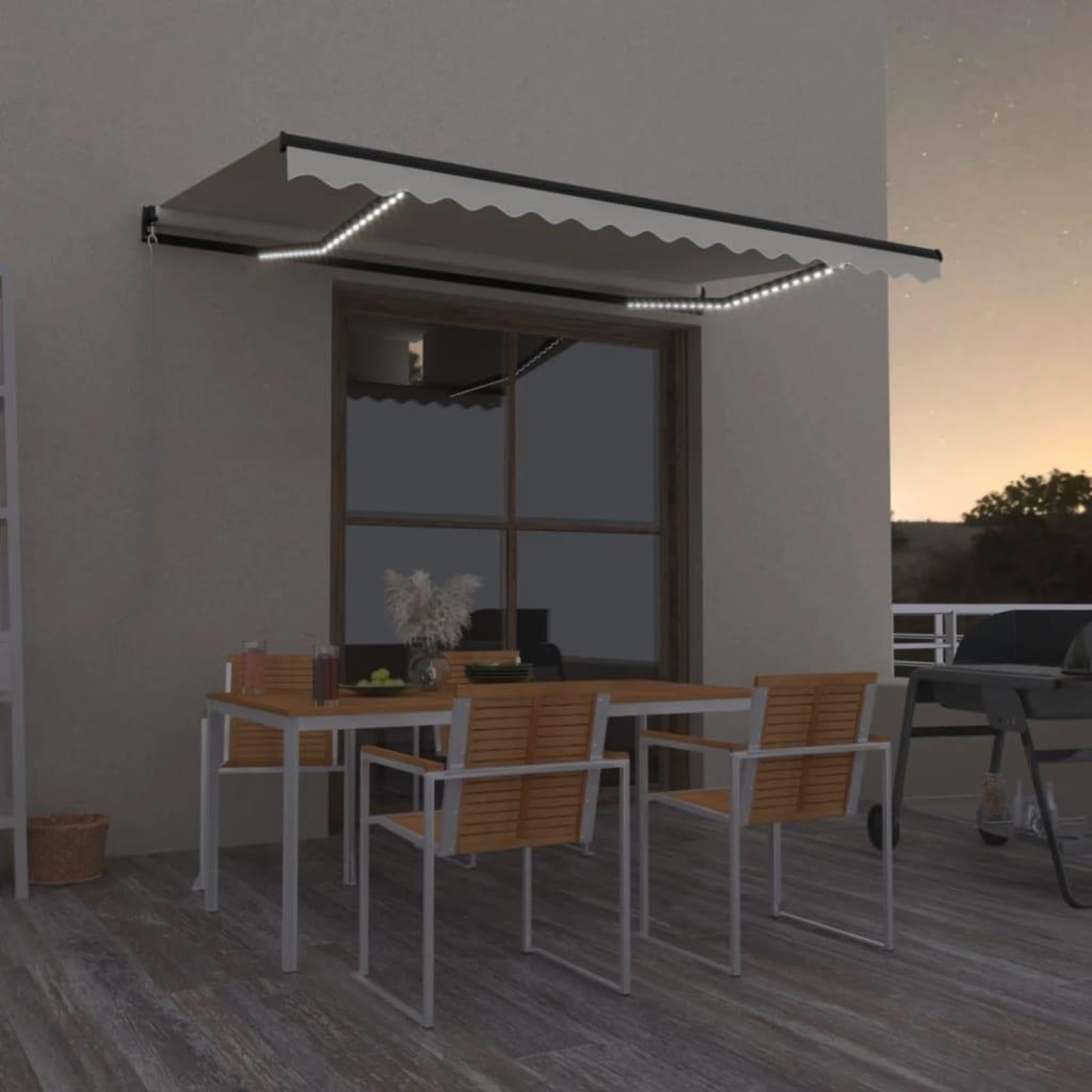 VIDAXL Auvent manuel retractable avec LED 400x350 cm Creme